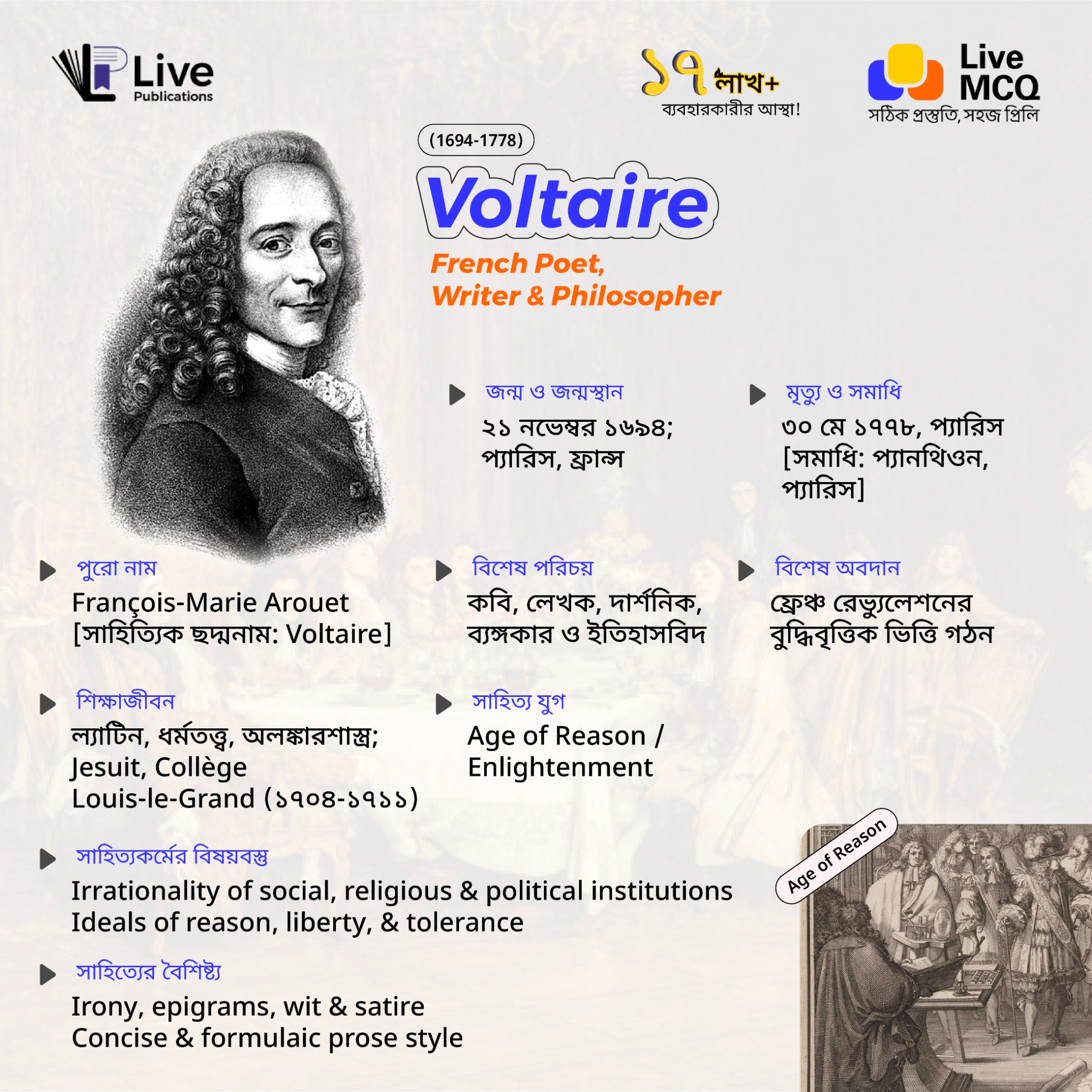 Live Publications Facebook ad: Voltaire - French Poet, Writer & Philosopher …