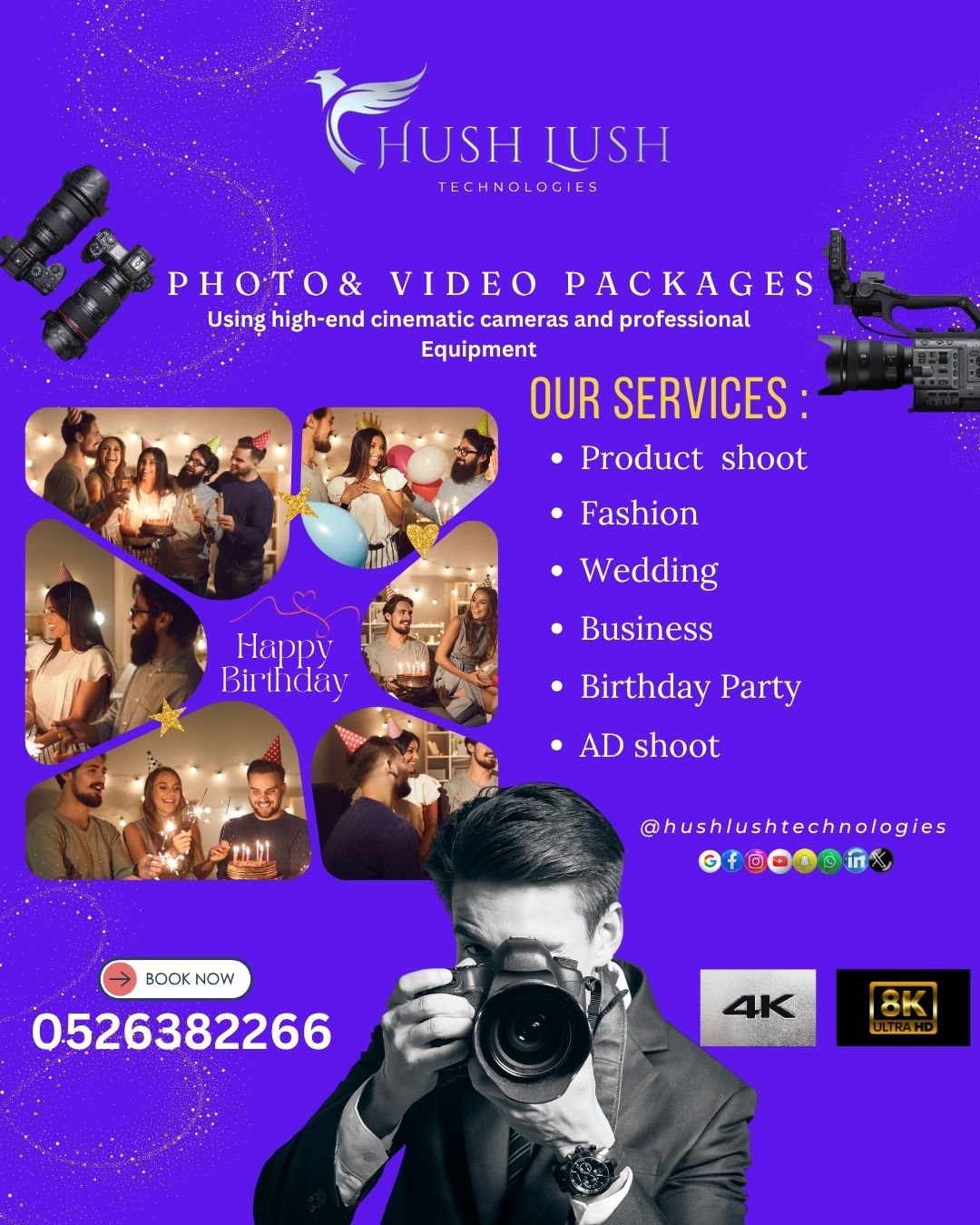 Hushlush Technologies Facebook ad: Capture Moments, Create Memories
