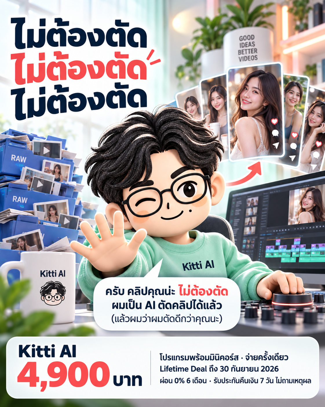 The AI Mission by Ontheway Academy Facebook ad: Kitti โปรแกรมพร้อมมินิคอร์ส 4,900 บาท
