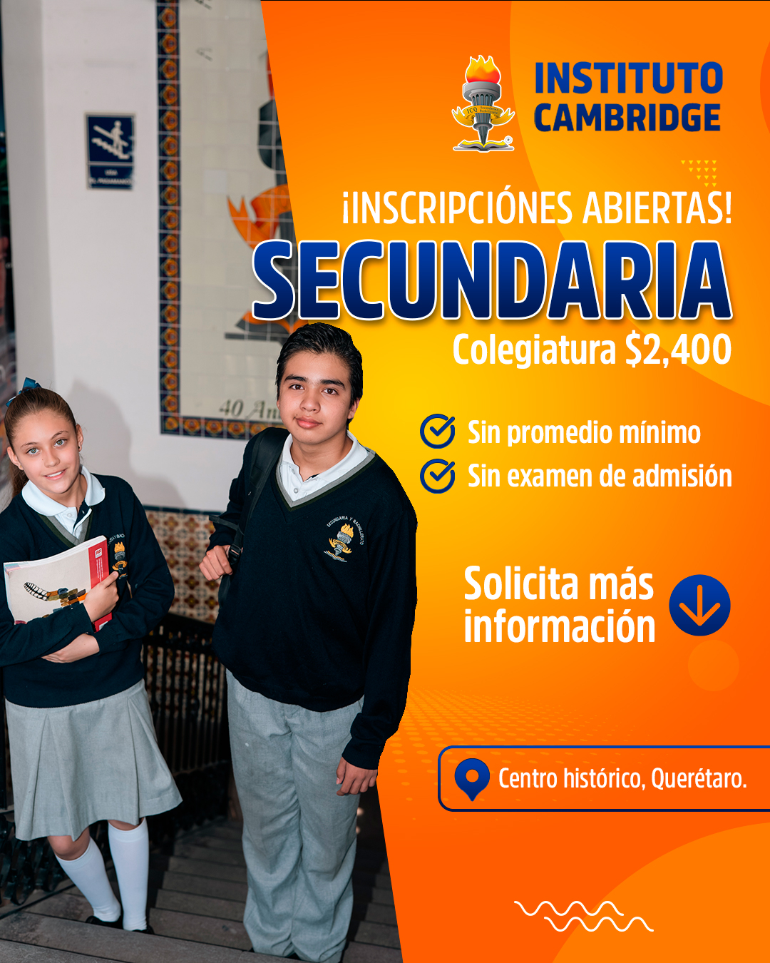 Instituto Cambridge Querétaro Facebook ad: Solicita información Express vía Mensaje