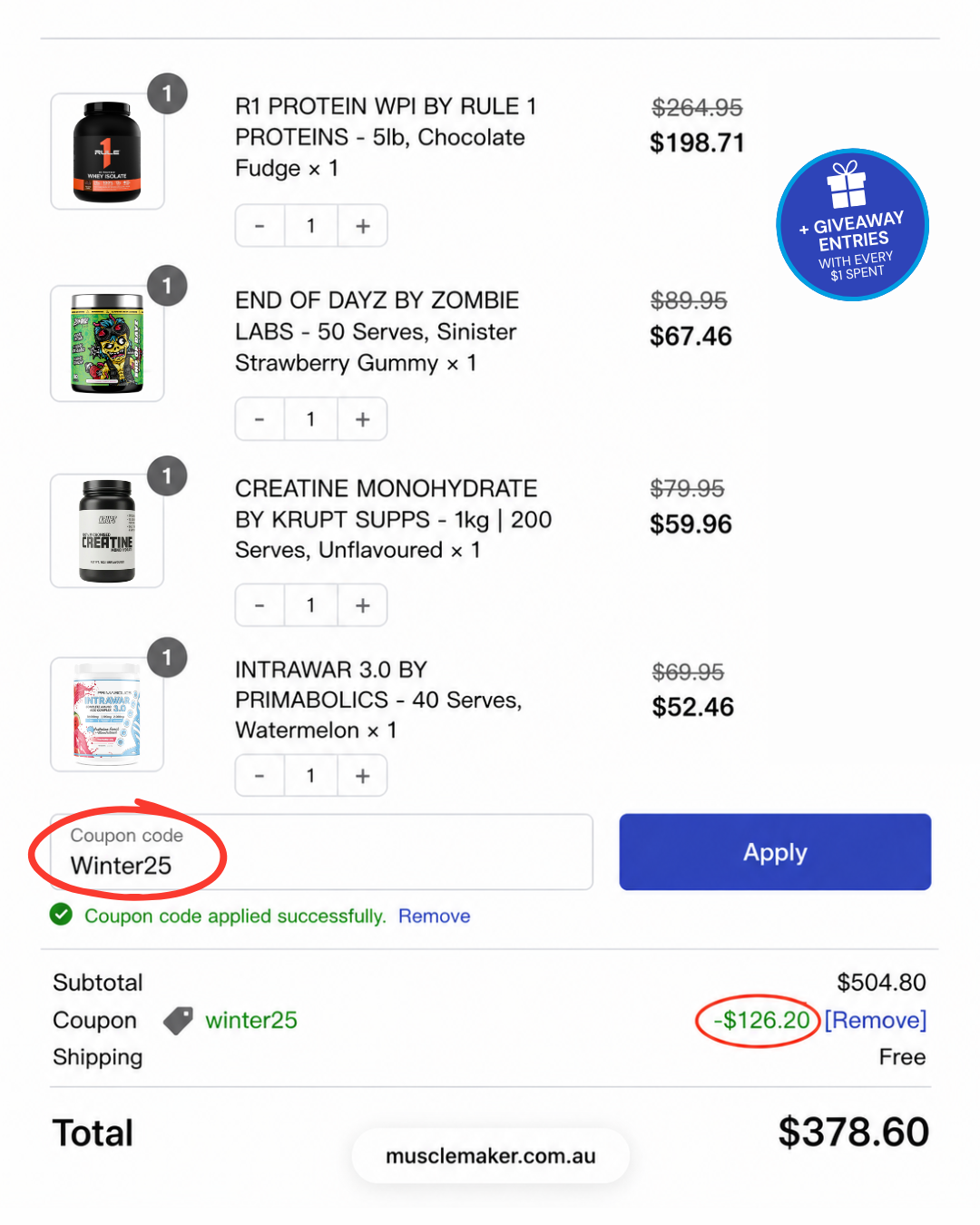 MuscleMaker Supplements Facebook ad