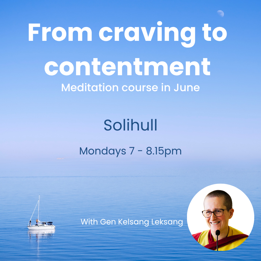 Kadampa Meditation Centre Birmingham Facebook ad: Let go of craving & restlessness