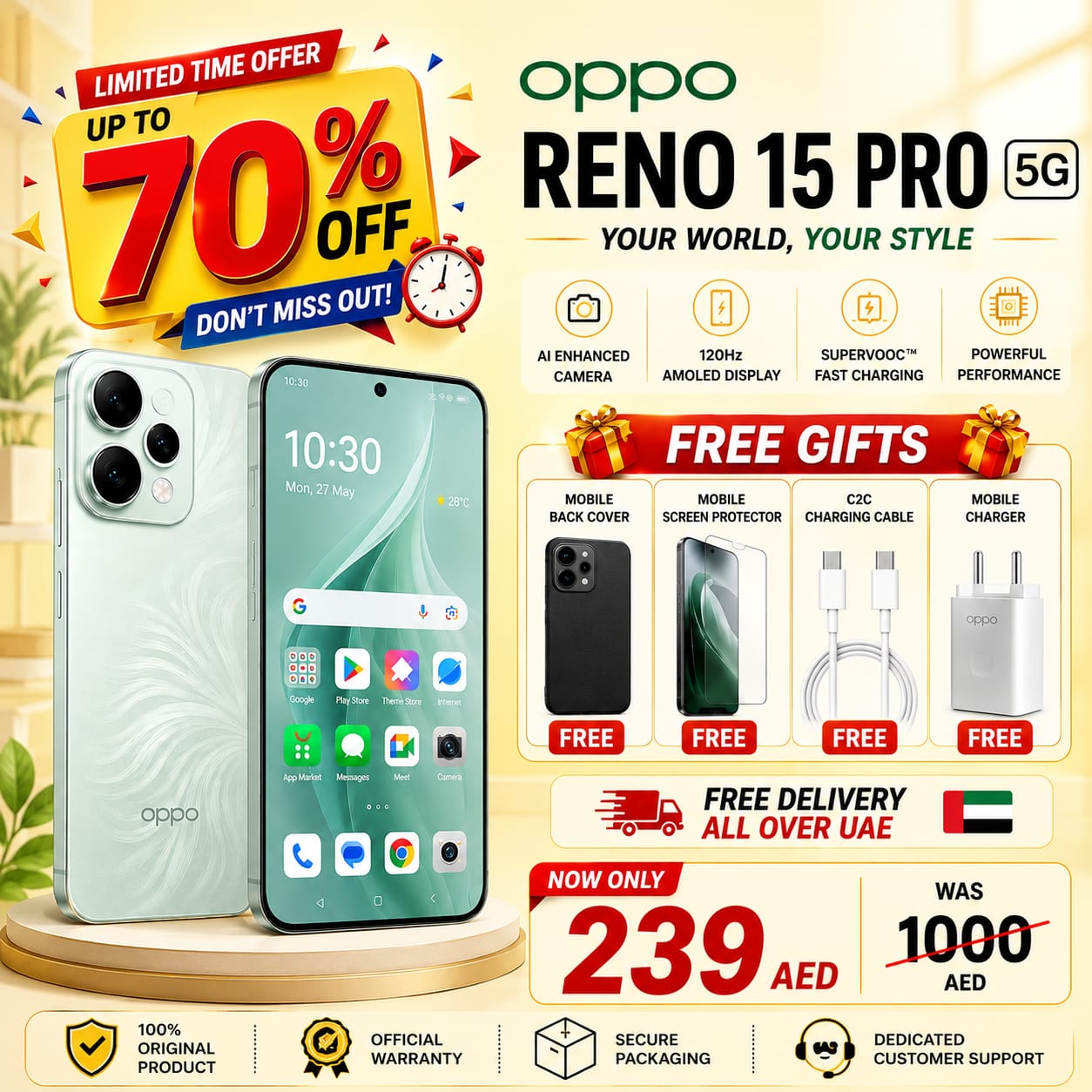 π»ππππππ π΄πππππ π―ππ Facebook ad: OPPO Reno 15 Pro 5G +Only 239 AED