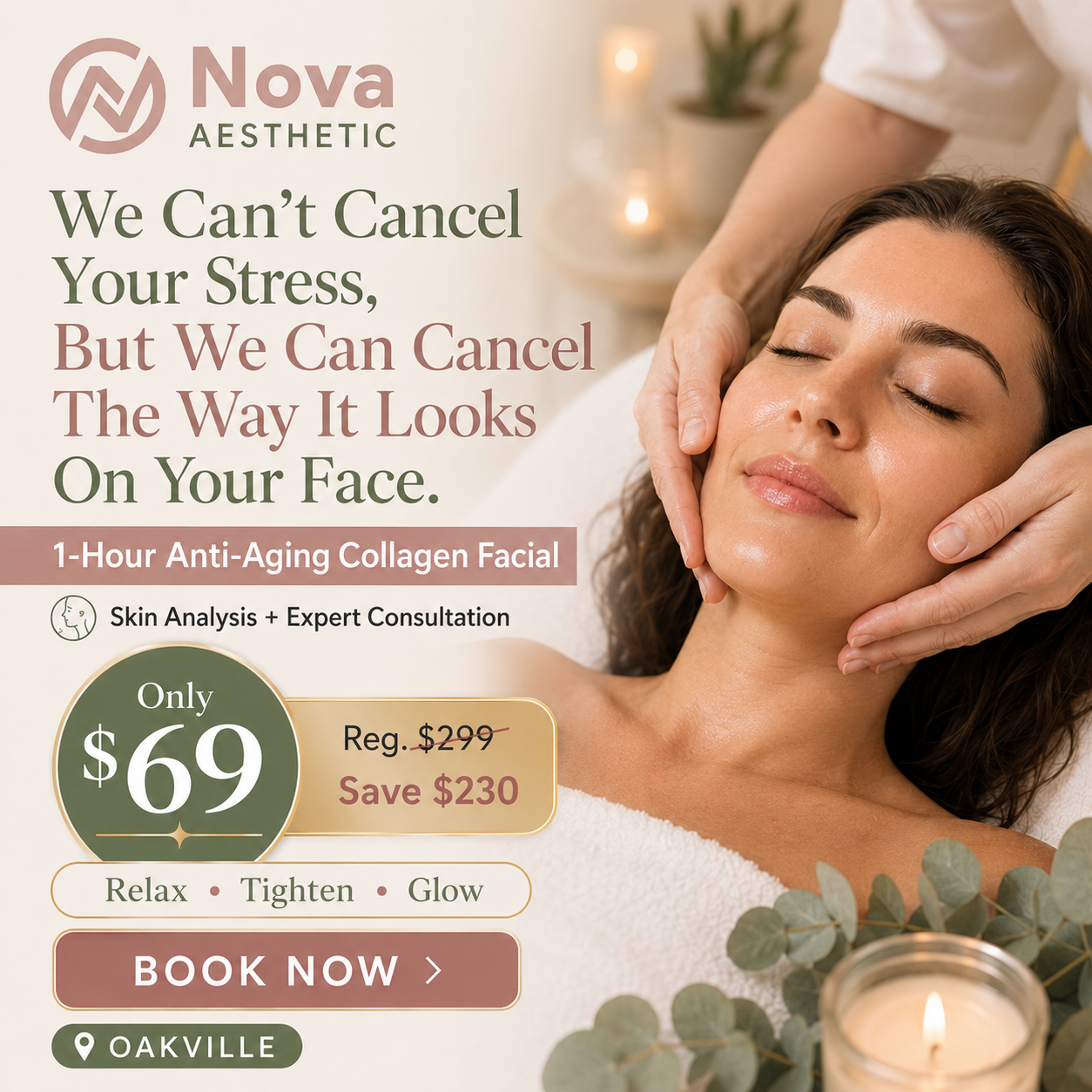 Nova Aesthetic Facebook ad: Rejuvenate Your Skin in Oakville