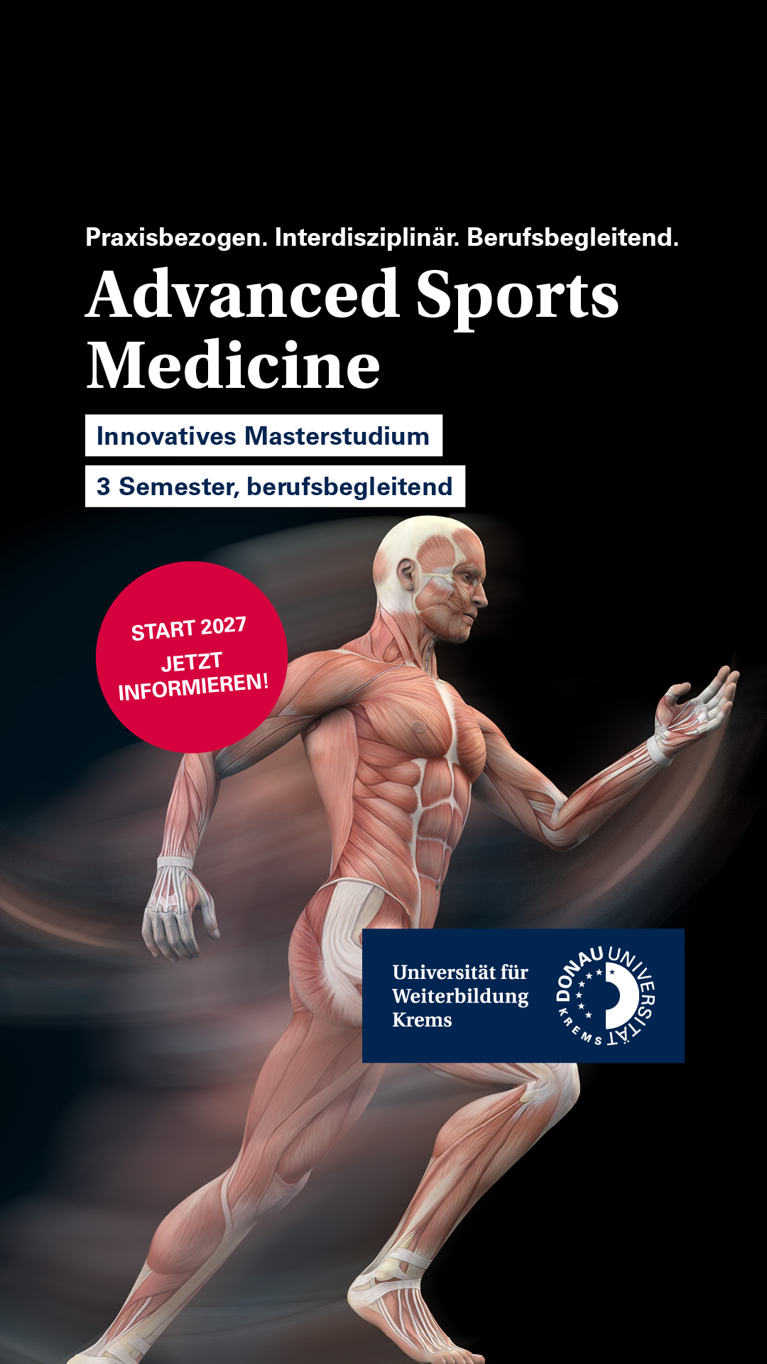 Universität für Weiterbildung Krems Facebook ad: Masterstudium Sports Medicine