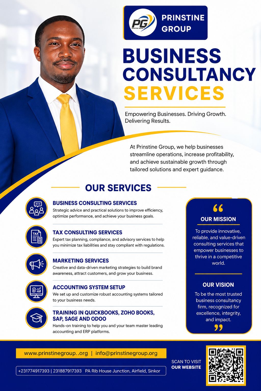 Prinstine Group Facebook ad: BUSINESS CONSULTANCY SERVICES BY PRINSTINE GROUP