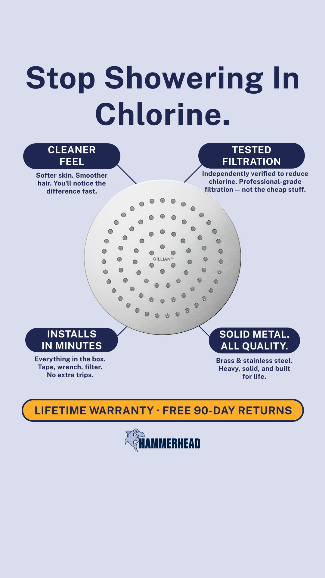 HammerHead A Shower Head Store Brand Facebook ad: Purify Your Shower Water With Gillian