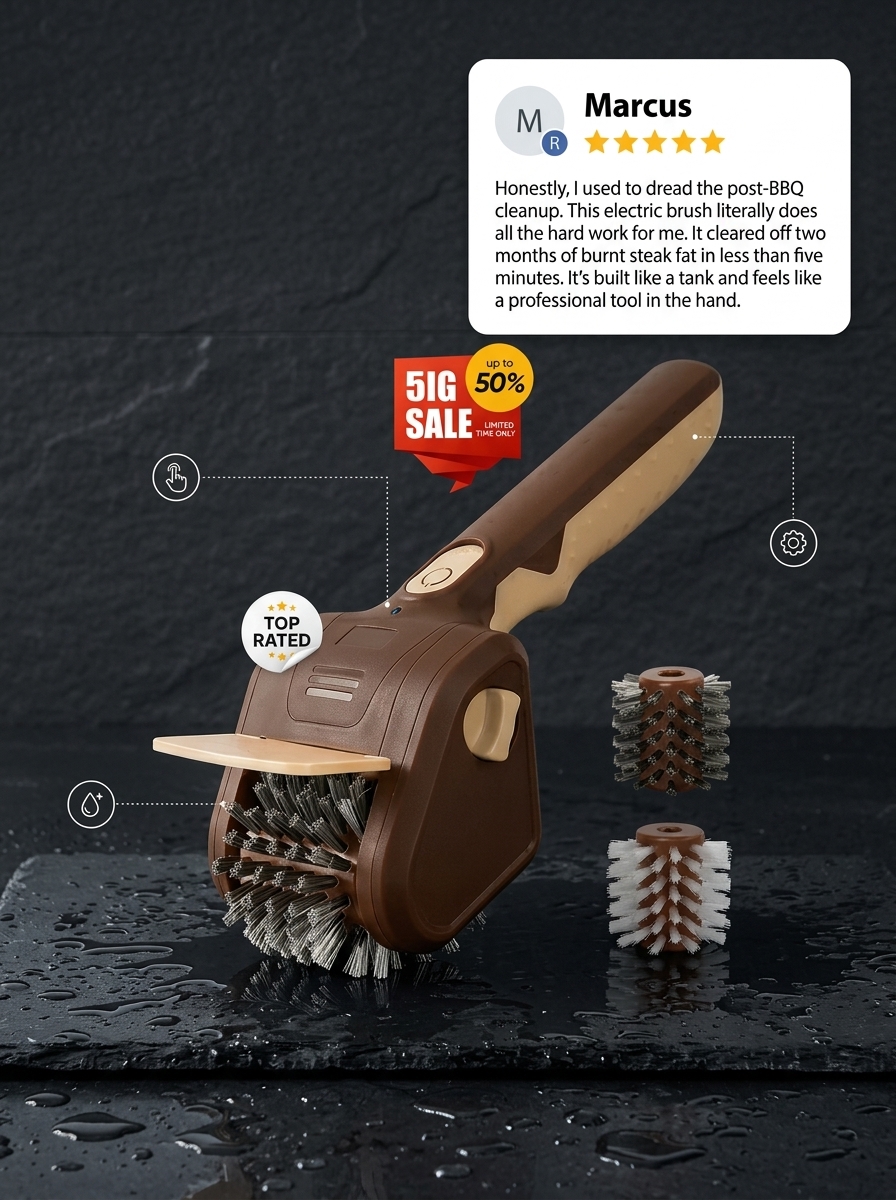 Soleilumie Facebook ad: No More Scrubbing, Clean Grill, Better BBQ!
