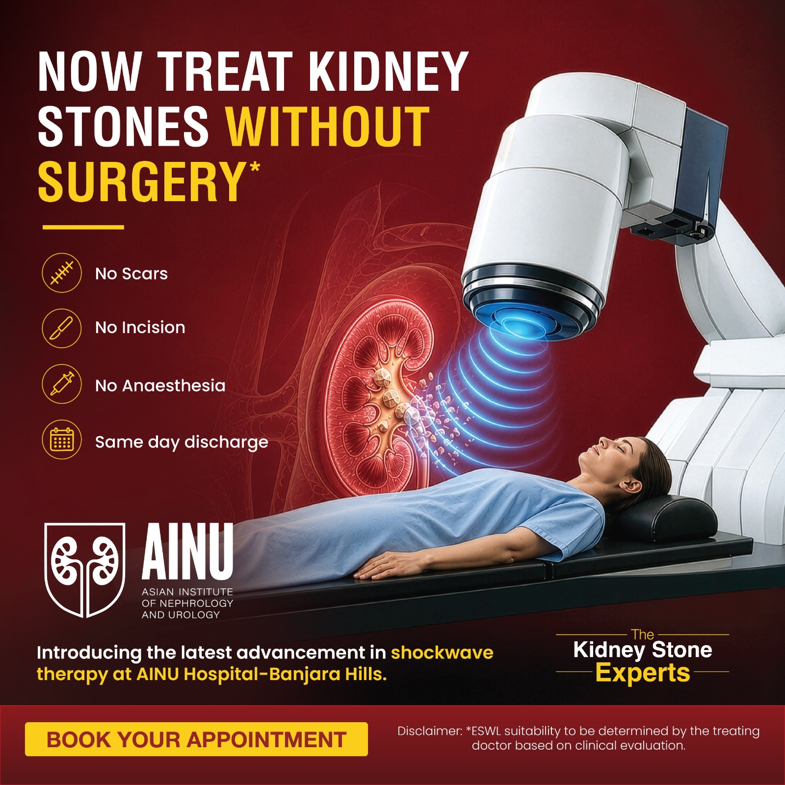 AINU Hospital - Hyderabad Facebook ad: Advanced Shockwave Therapy
