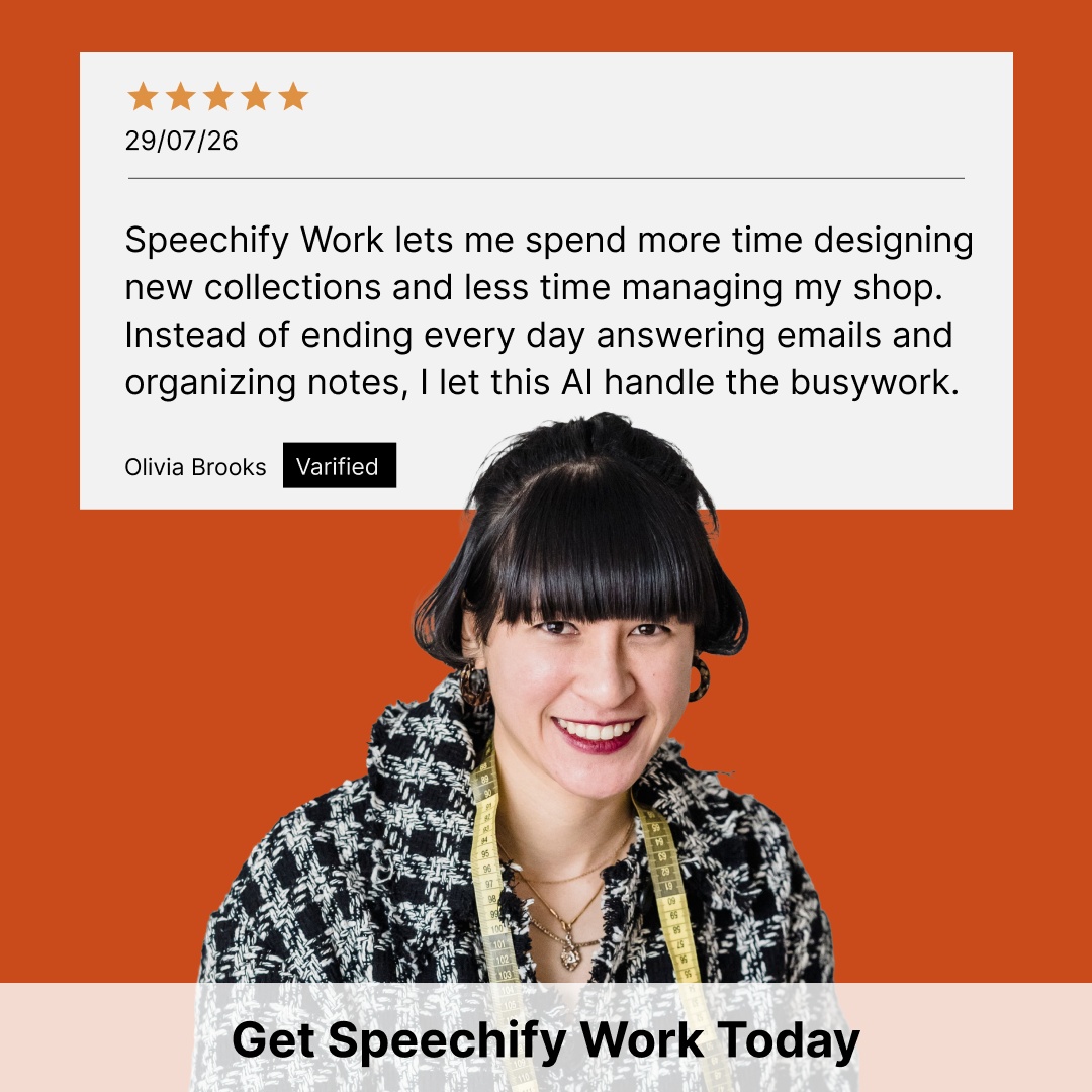 Speechify Work Facebook ad