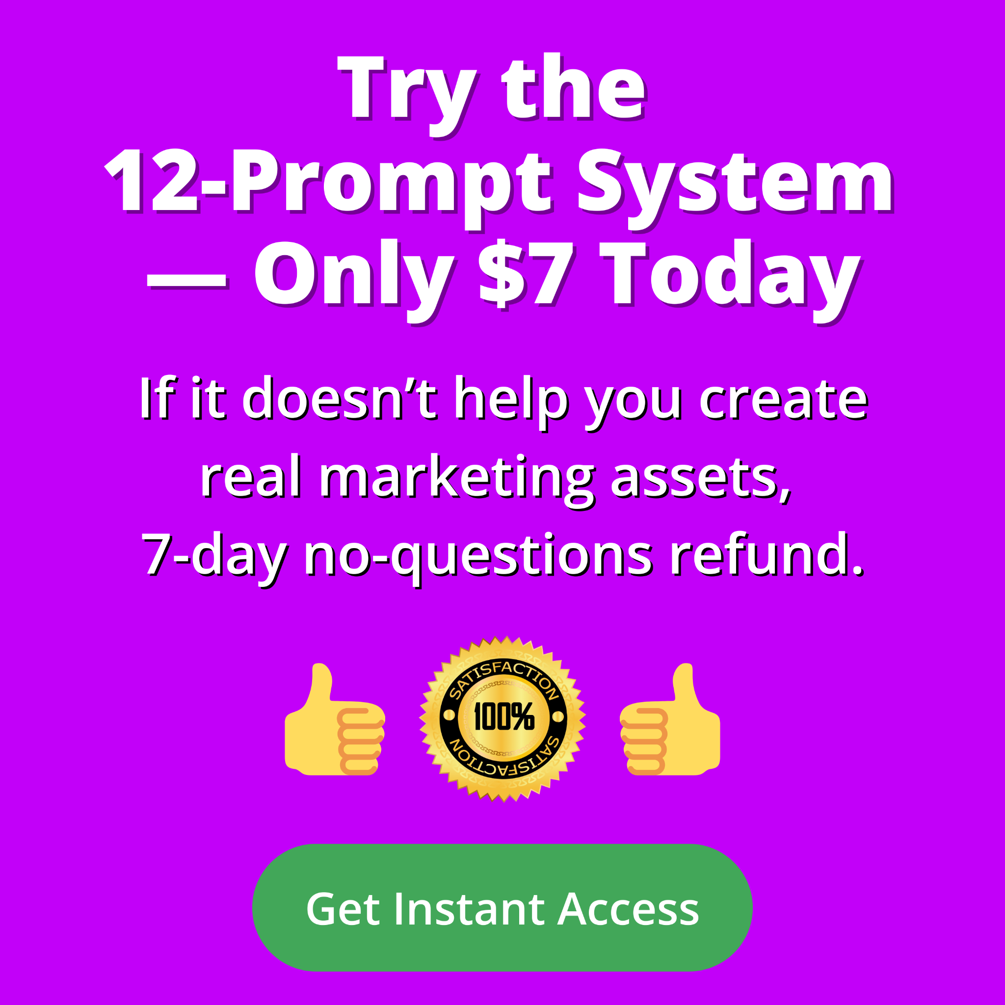 Web Consultant Geek Facebook ad: Steal My 12 AI Prompts for $7