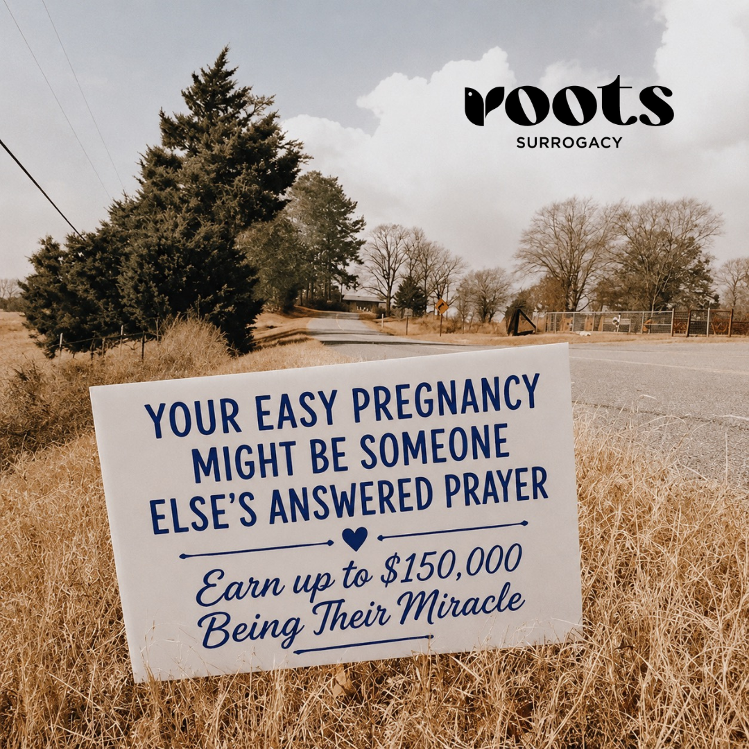 Roots Surrogacy Facebook ad: Learn More