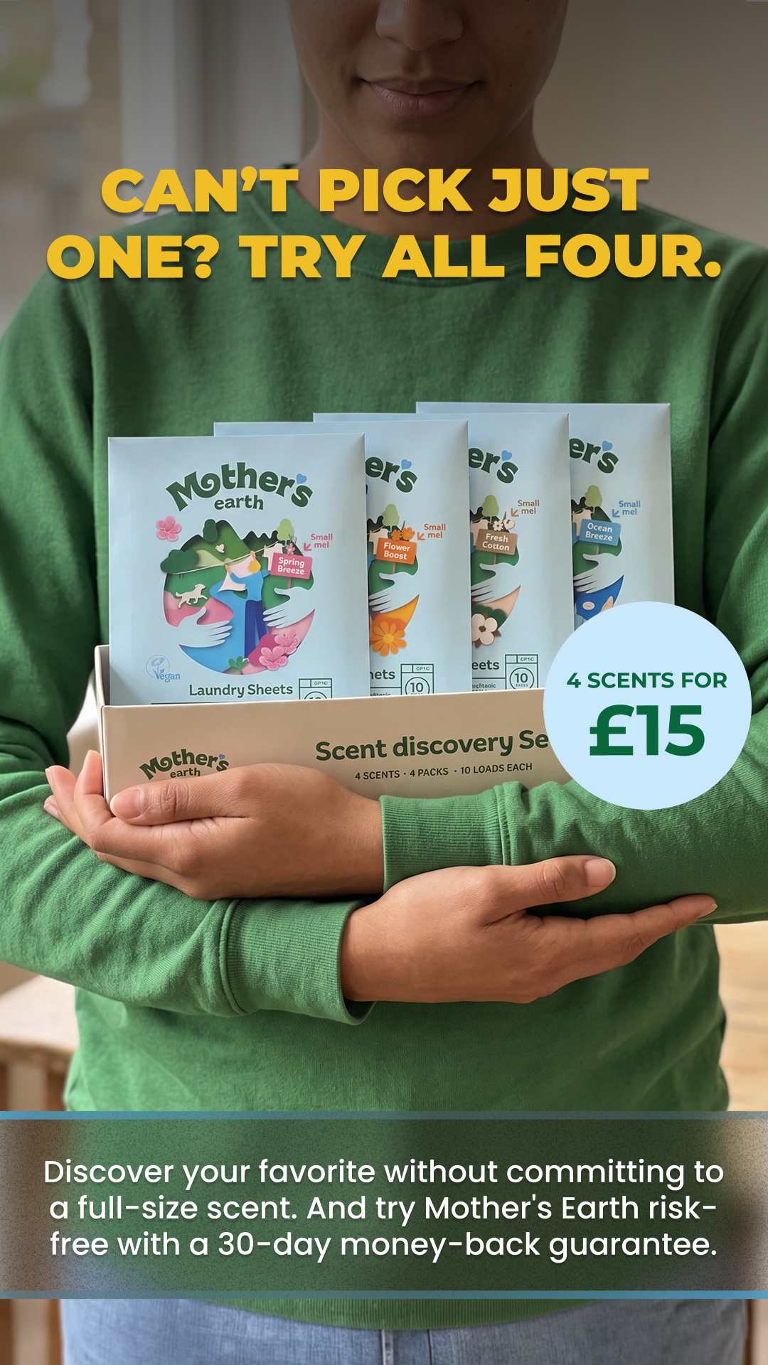 Mothers Earth Facebook ad: Try Now for Only £15
