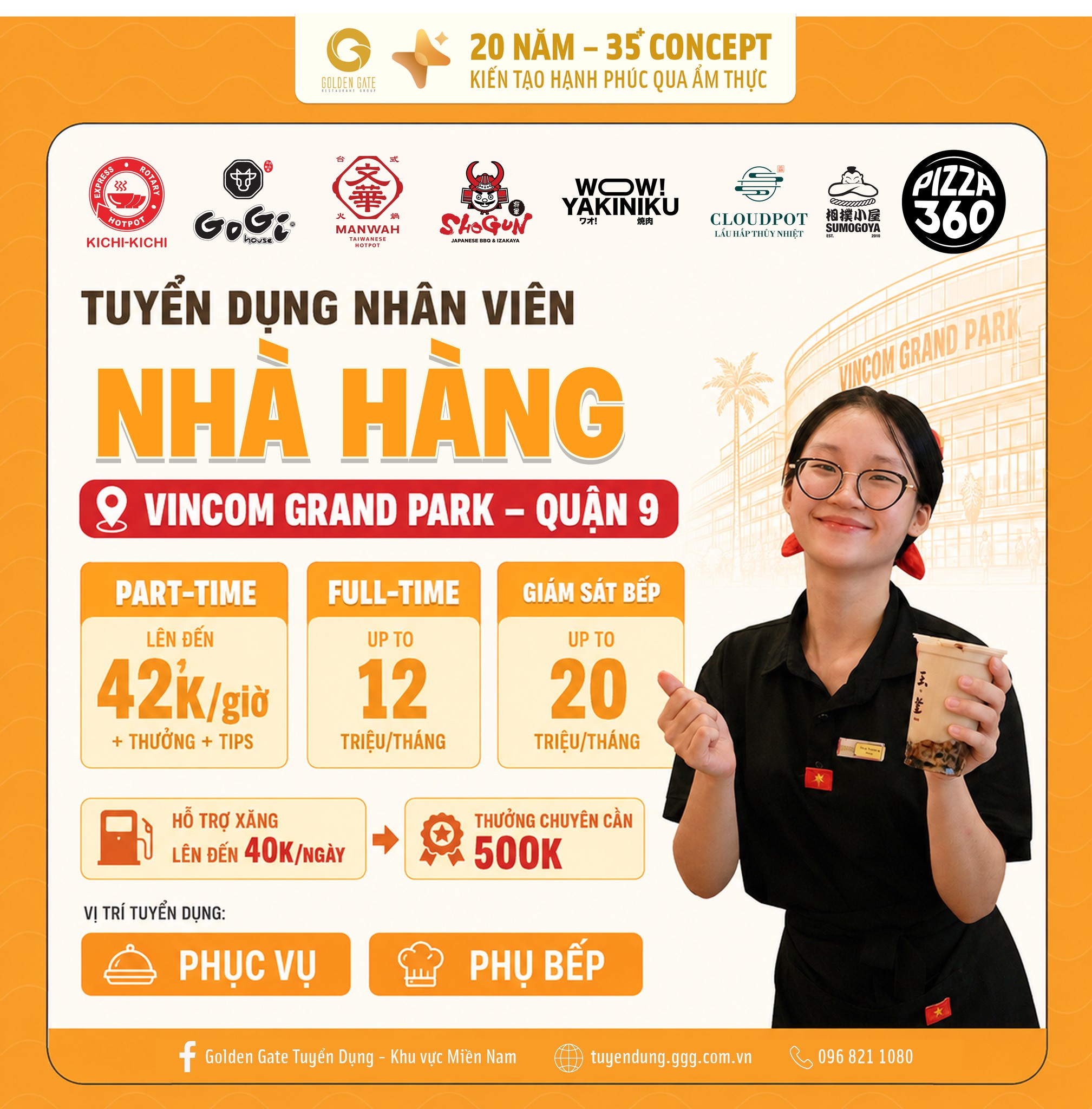 Golden Gate Tuyển Dụng - Khu vực miền Nam Facebook ad: Q9 - Parttime lên đến 42K/h
