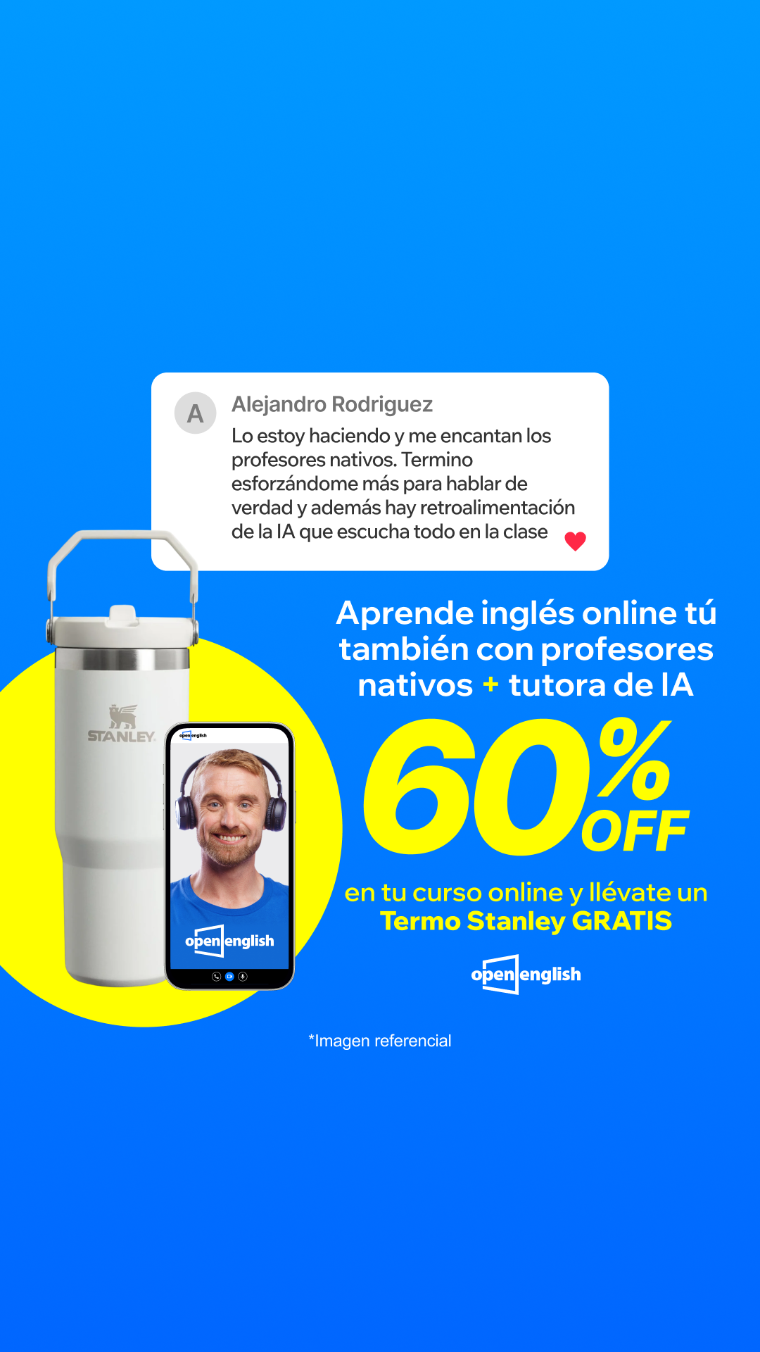 Open English Facebook ad: 60% OFF por tiempo limitado