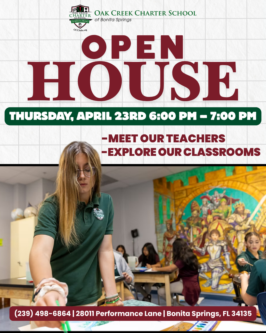 Oak Creek Charter School of Bonita Springs Facebook ad: Join Our Open House at Oak Creek!