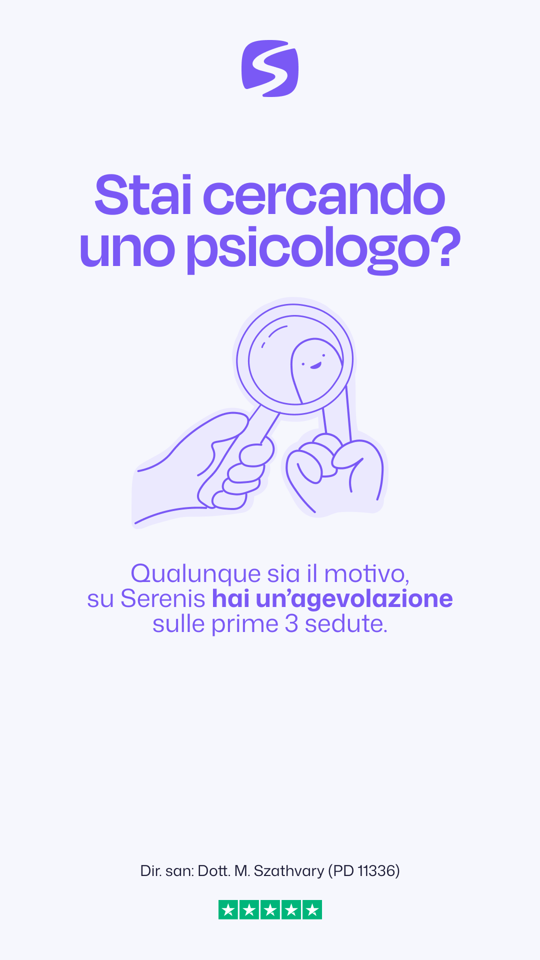 Serenis Facebook ad: Psicoterapia Online Certificata.