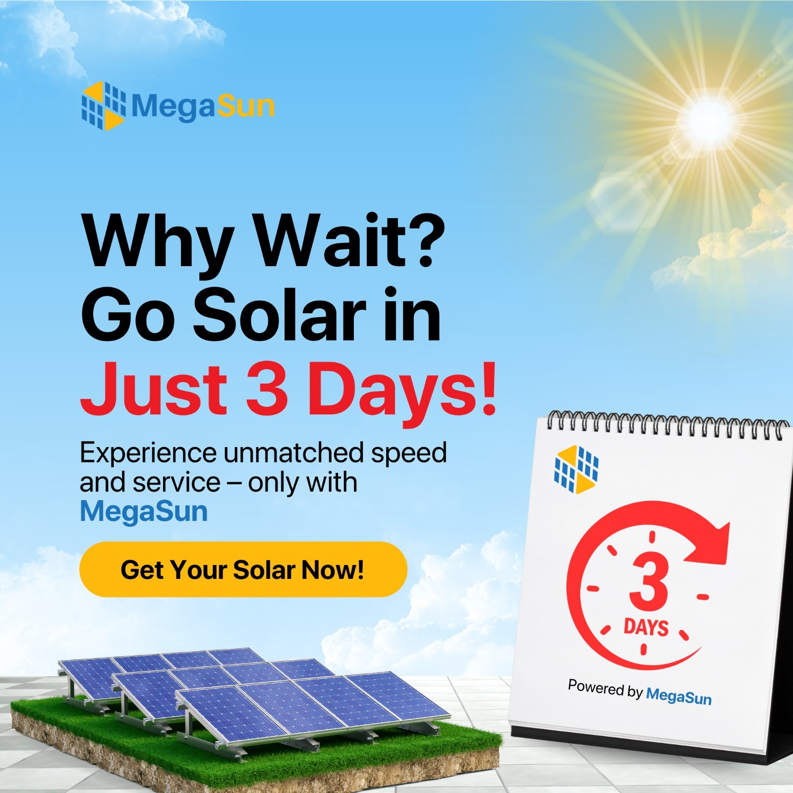 MegaSun Solar Solutions Facebook ad: Save Big on Your Electricity Bill