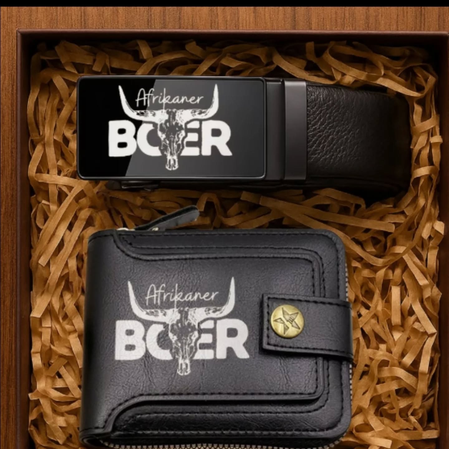 sav.annastyle Facebook ad: Afrikaner Boer Men’s Wallet & Belt Set, Faux…
