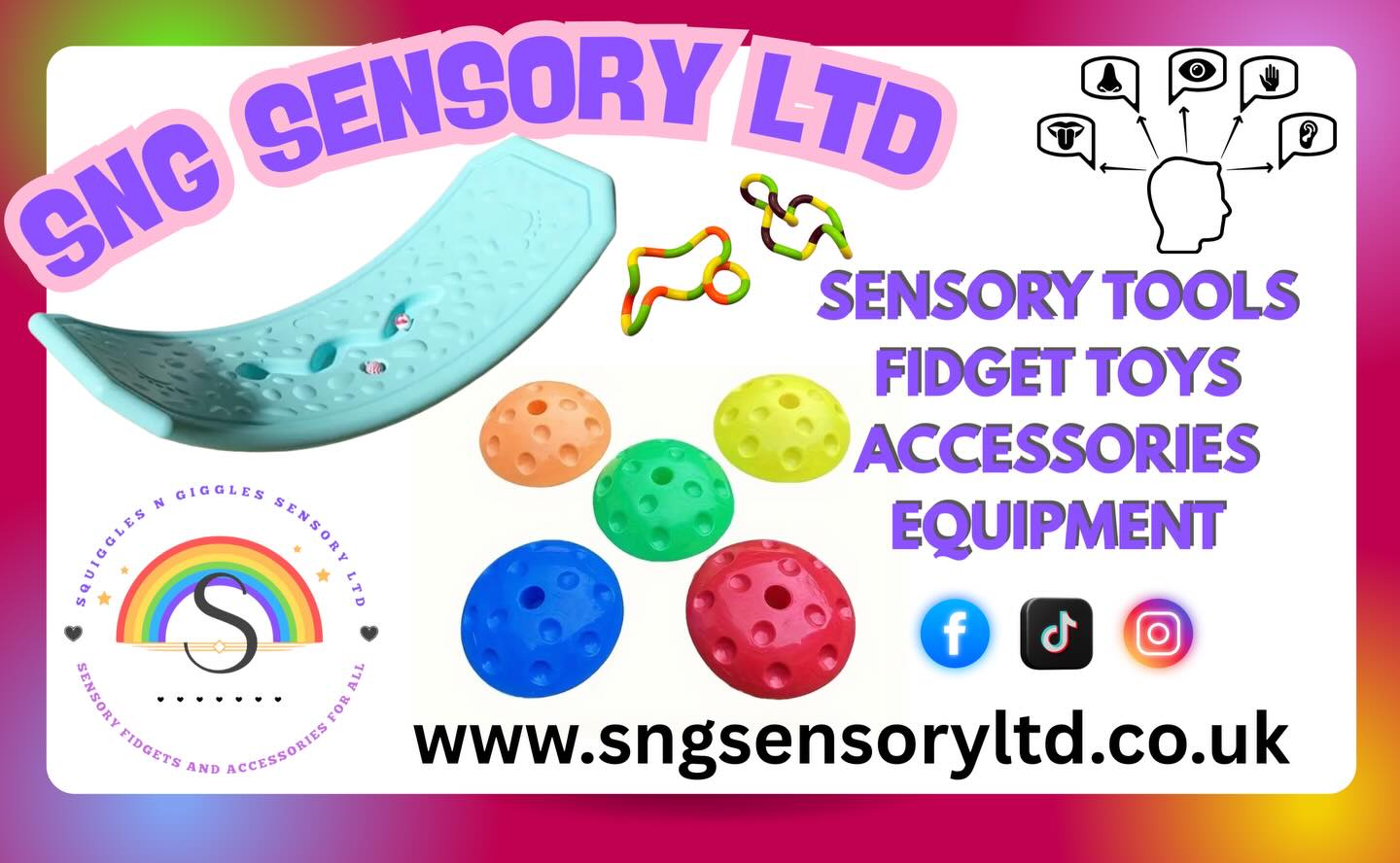 SNG Sensory Ltd Facebook ad: Sensory fidget toys and equipment available to buy…