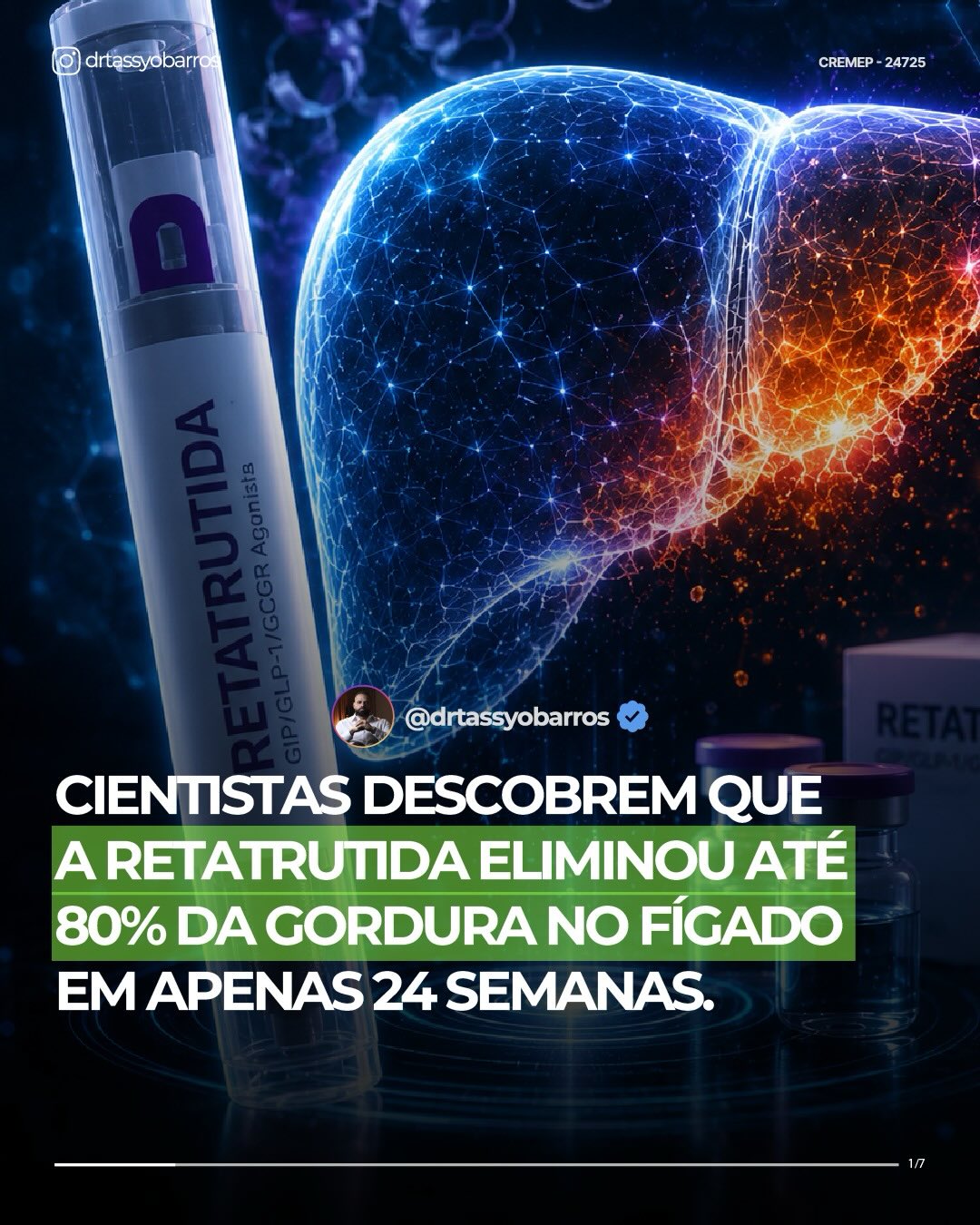 Dr. Tássyo Barros Facebook ad: A Retatrutida ficou conhecida pelo emagrecimento.