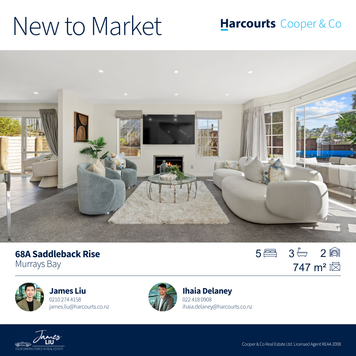 James Liu-Harcourts Cooper & Co Facebook ad: 68A Saddleback Rise, Murrays Bay