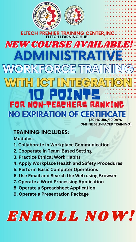 Eltech Learning Hub Facebook ad: ELTECH PREMIER TRAINING CENTER: Your Professional Growth…