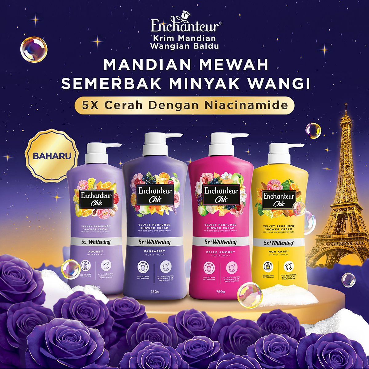 Enchanteur Facebook ad: Mandian Mewah Semerbak Minyak Wangi