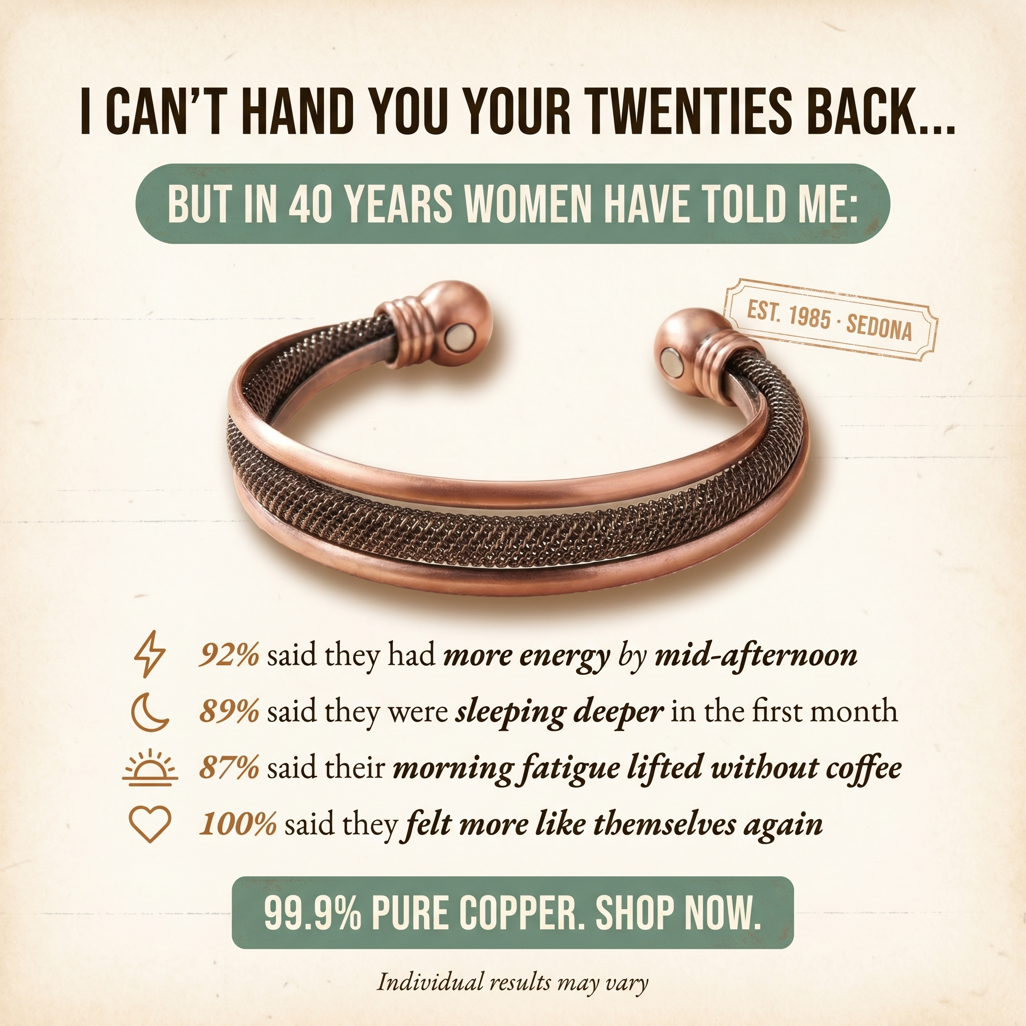 Vera’s Copper Jewelry Facebook ad
