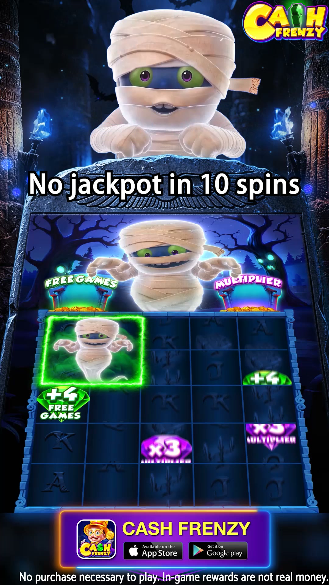 Cash Frenzy Facebook ad: New Player? 3M Coins FREE Play!