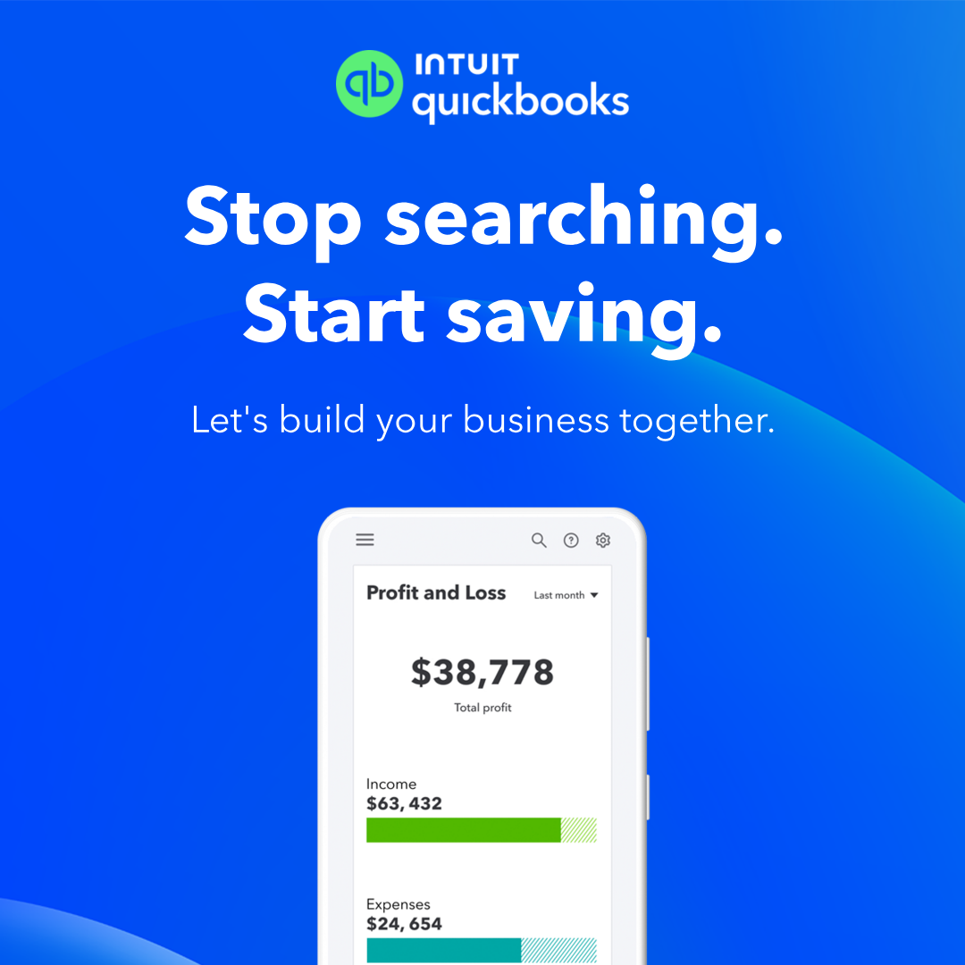 Intuit QuickBooks Facebook ad: 50% off for 3 months