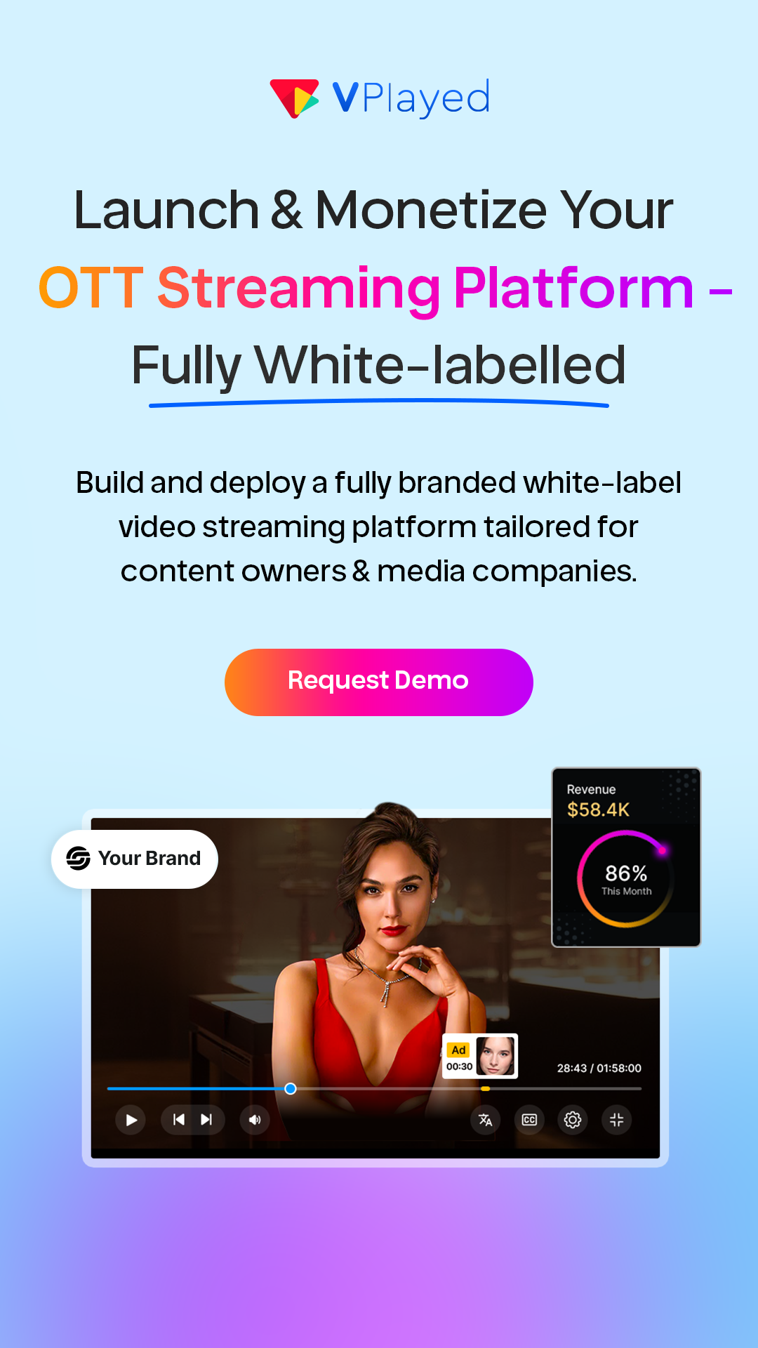 VPlayed Facebook ad: Request Your Free Demo!