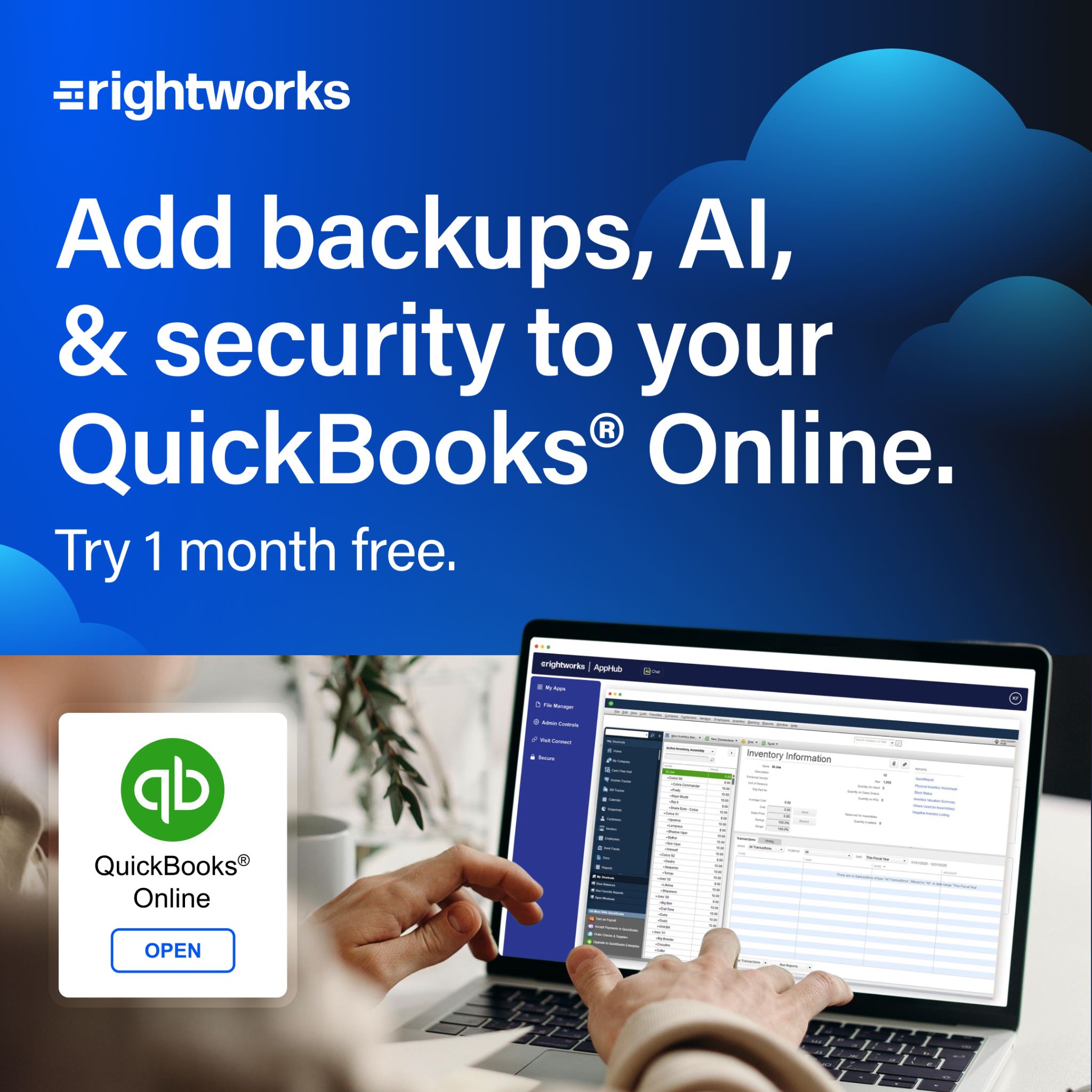 Rightworks Facebook ad: Did you know QuickBooks Online backups are up to you?