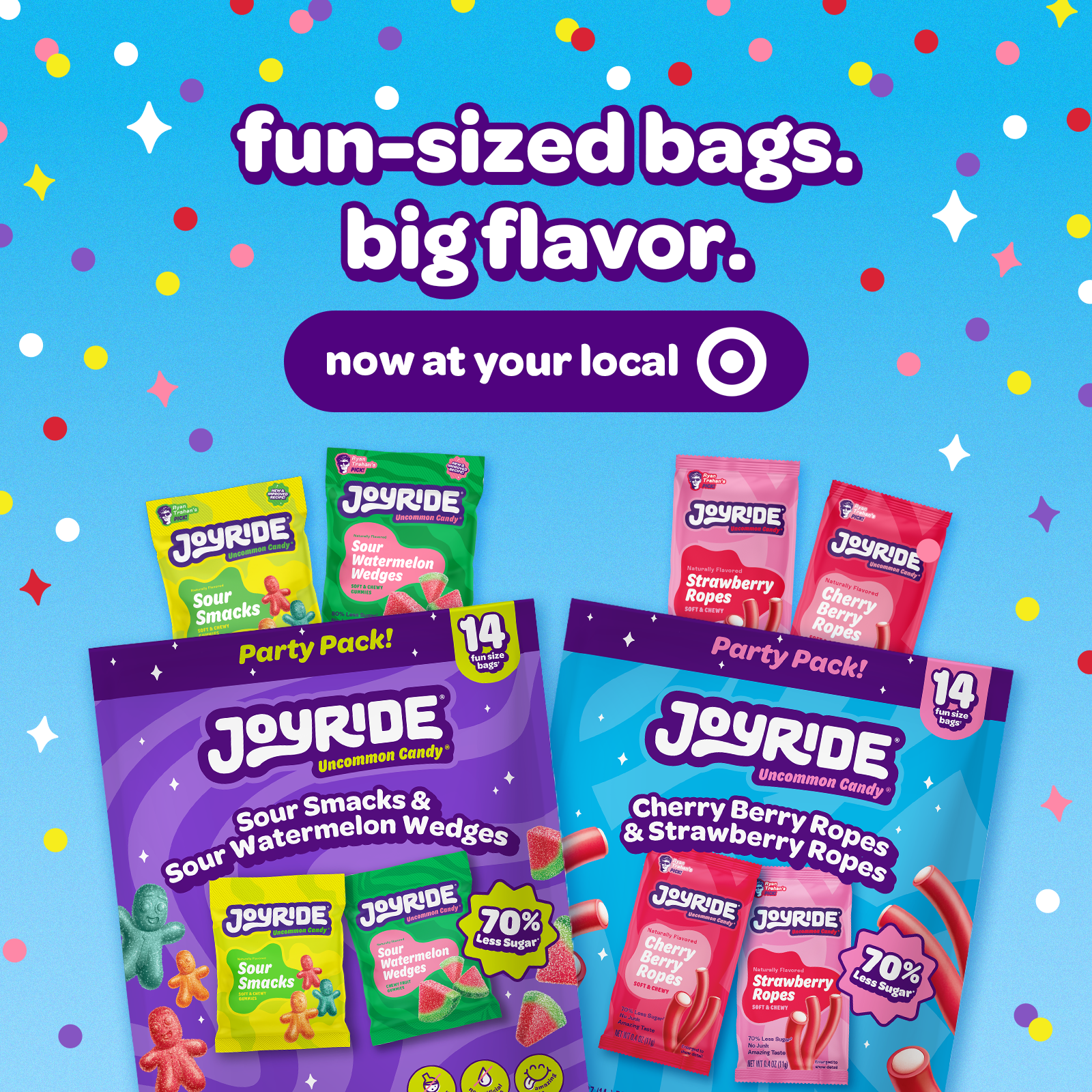 JOYRIDE Sweets Facebook ad: Your JOYRIDE favorites, now in fun-size!