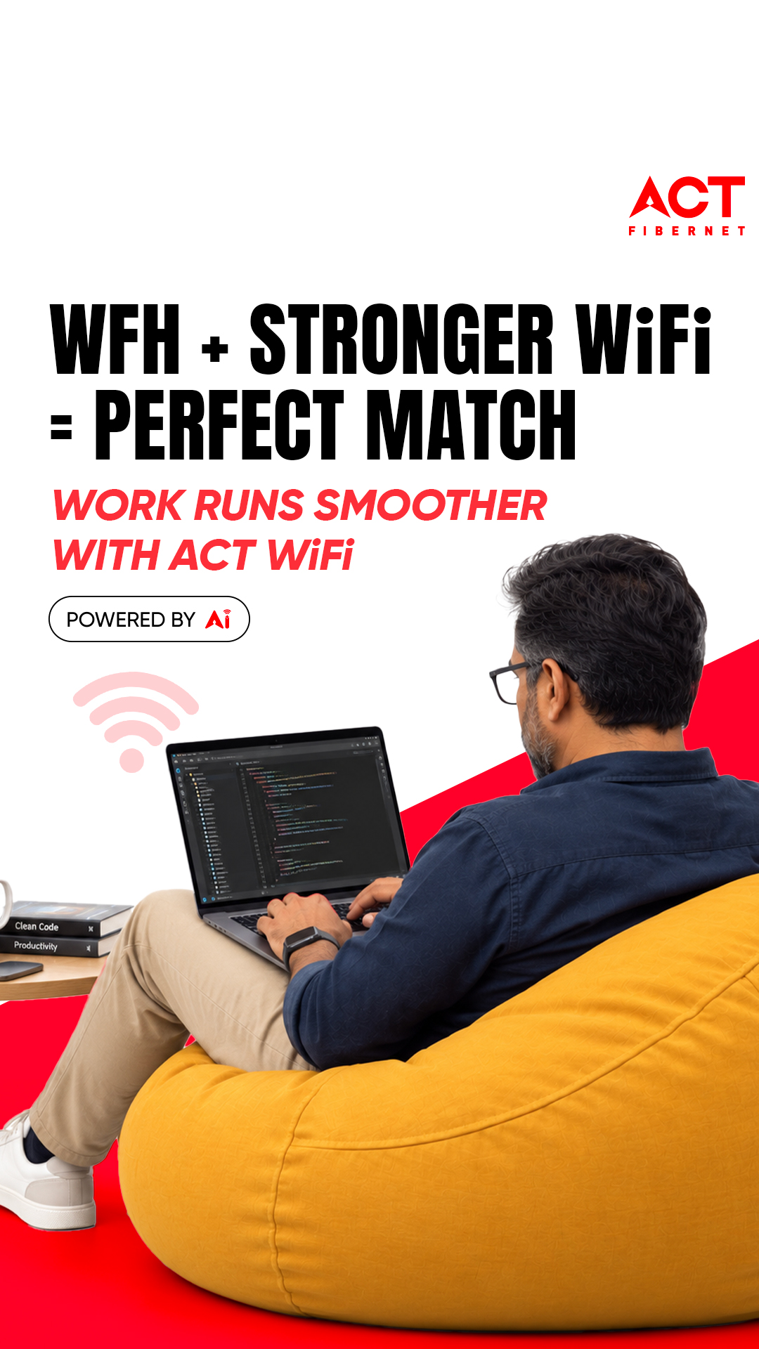 ACT Fibernet Facebook ad: From meetings to deadlines, keep your workday moving…