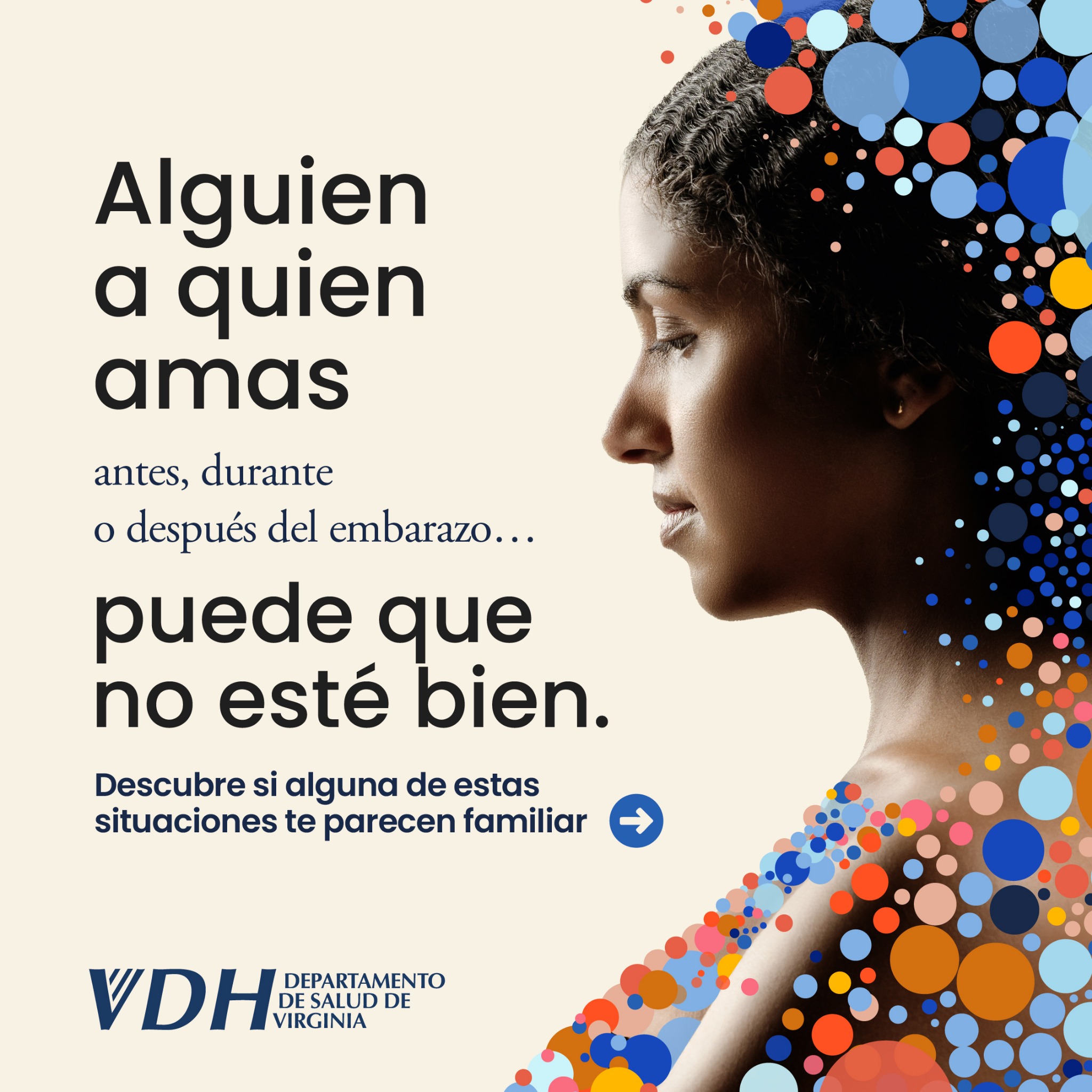 Virginia Department of Health Facebook ad: Si alguien que conoces está pasando por un…