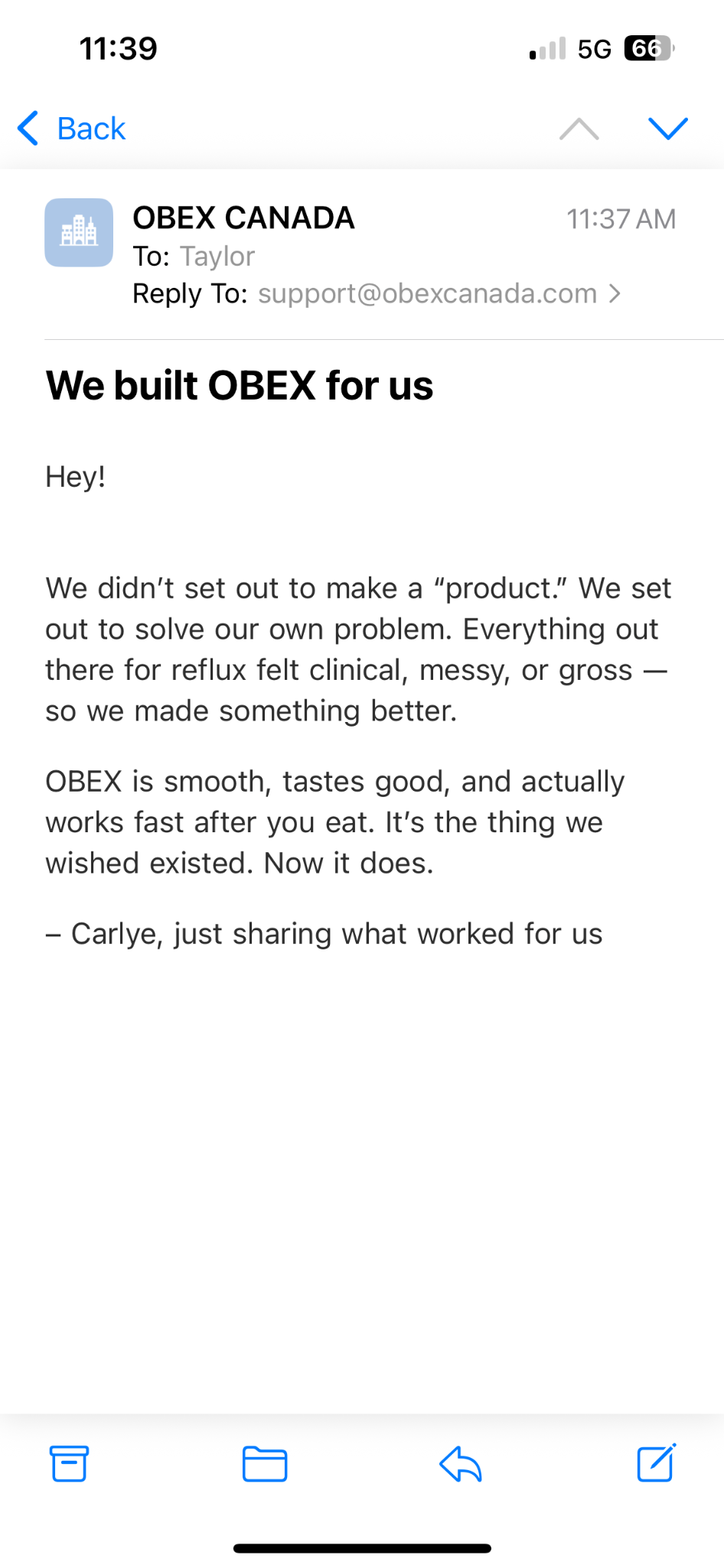 ØBEX Canada Facebook ad from Nov 1, 2025