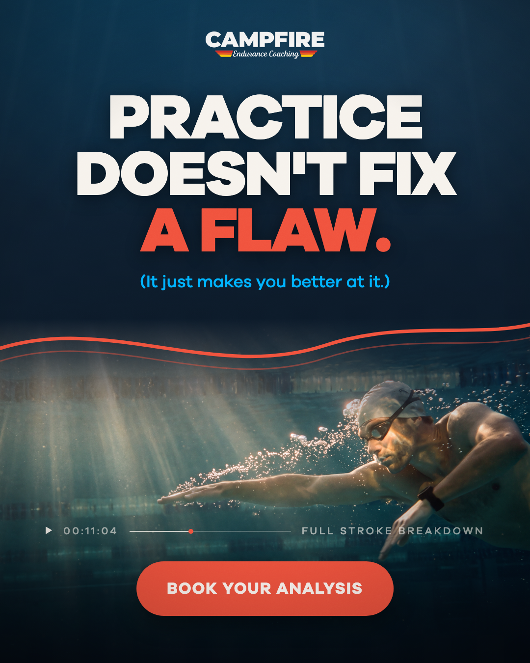 Campfire Endurance Coaching Facebook ad: The flaw you've been rehearsing