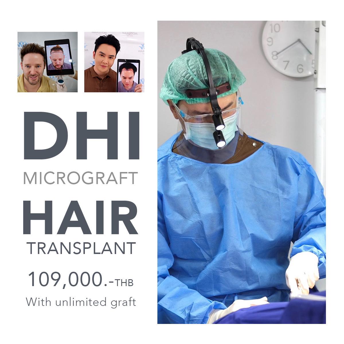 Warodom Hair Center & Esthetic Clinic ปลูกผมถาวร By หมอวโรดม Facebook ad: Hair transplant with DHI technique