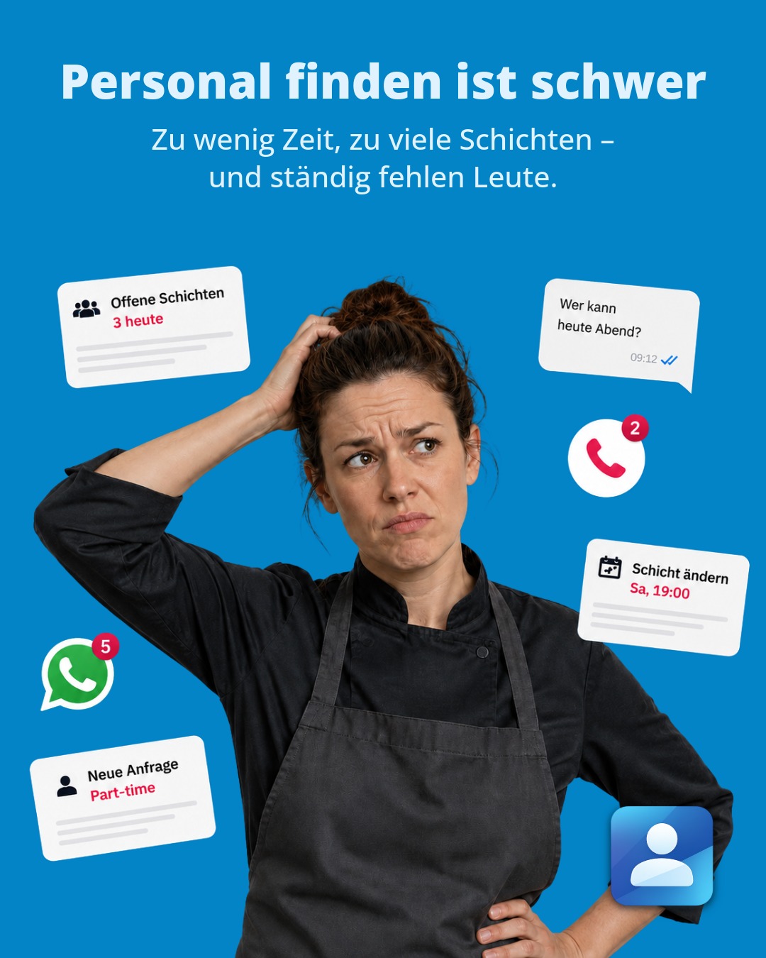 ZETA GASTRO Facebook ad: Personalplanung sollte nicht jeden Tag Chaos bedeuten.