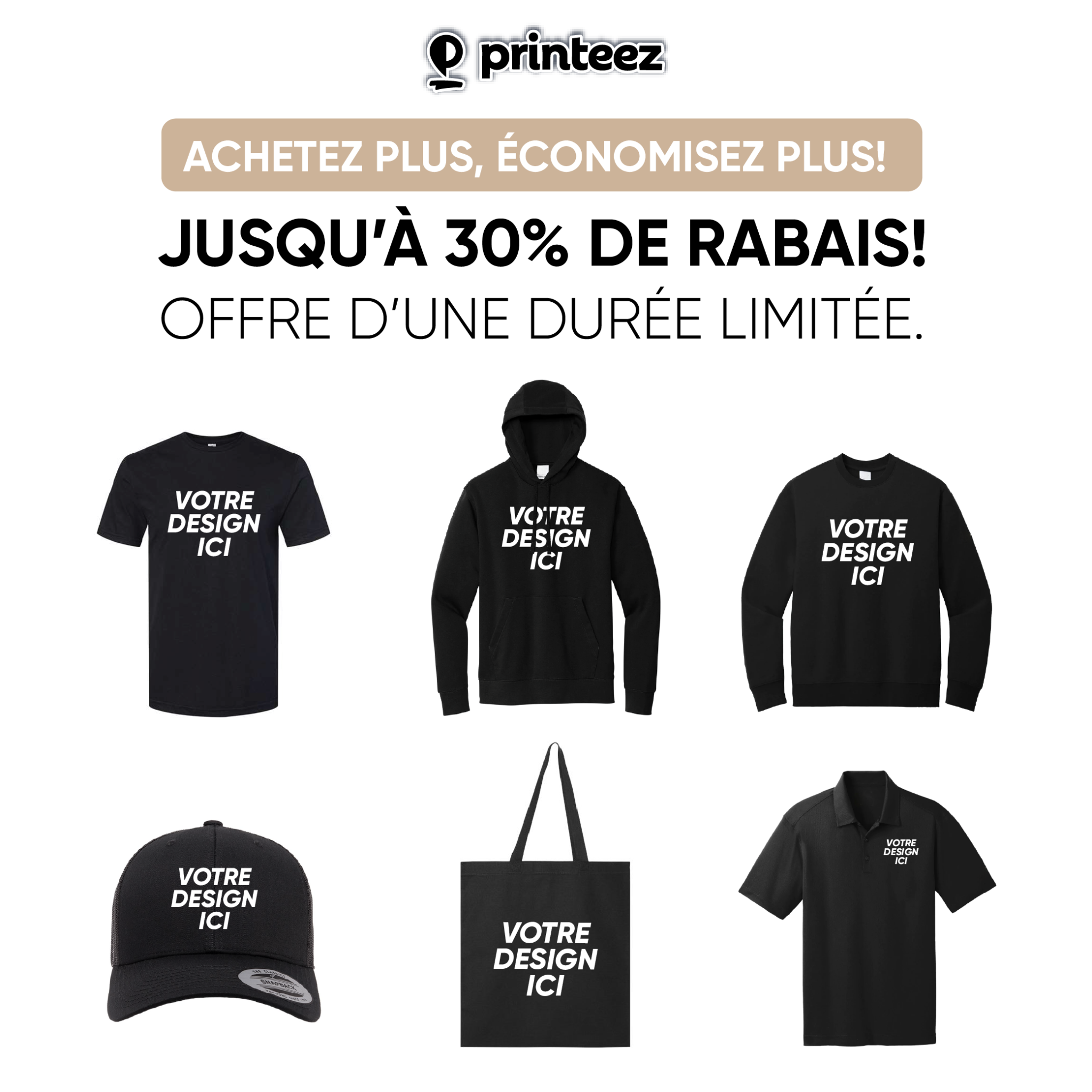 Printeez Facebook ad: Jusqu’à 30 % de rabais