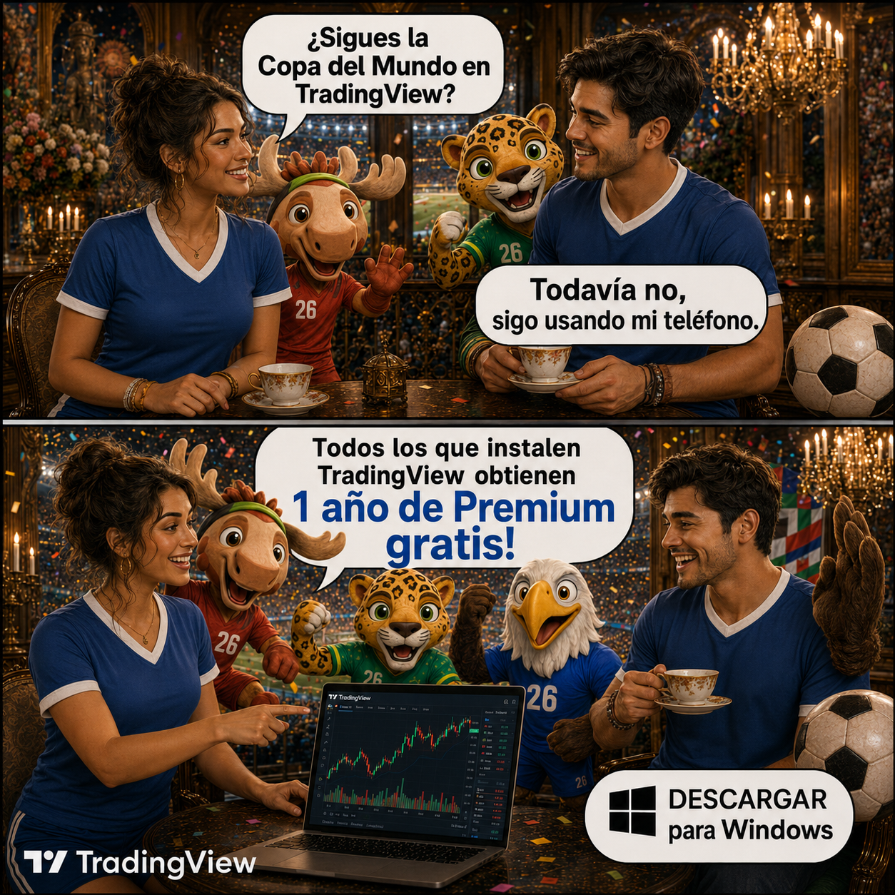 TV Now Facebook ad: La Copa Mundial comienza en TradingView