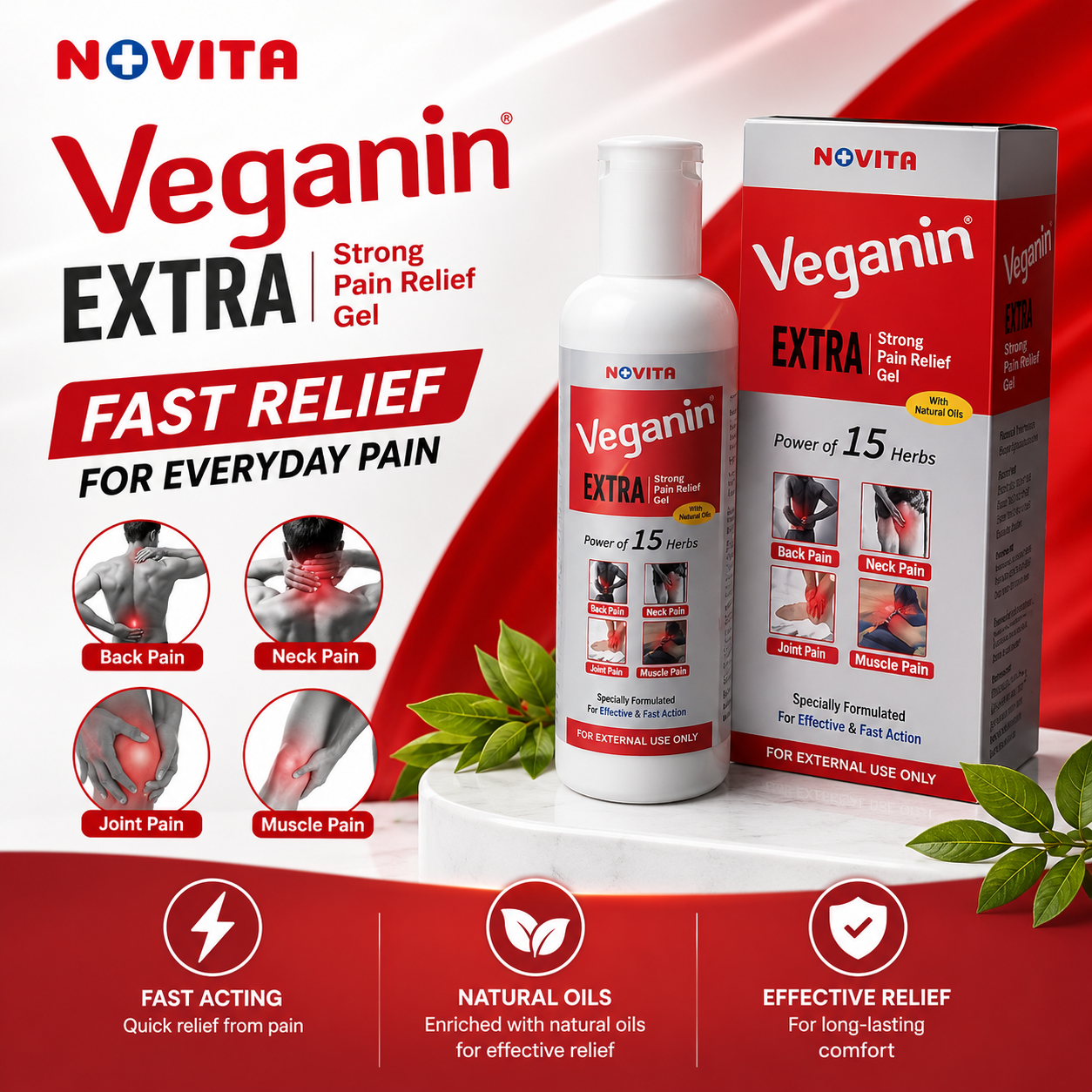 Novita Healthcare Pvt Ltd Facebook ad: Veganin Pain Relief Oil
