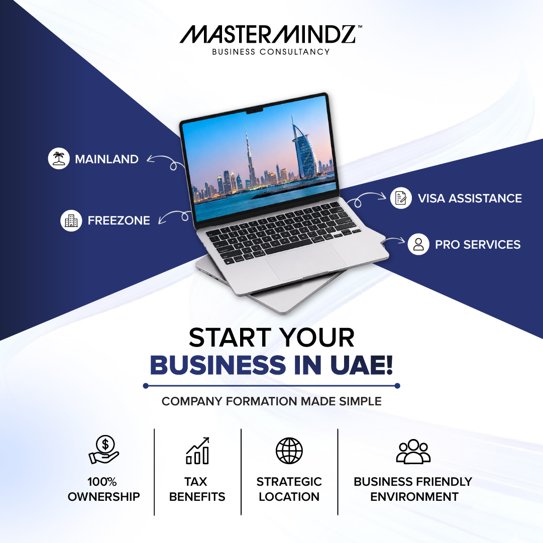 MasterMindz FZE Facebook ad: Set Up Your Company in the UAE!