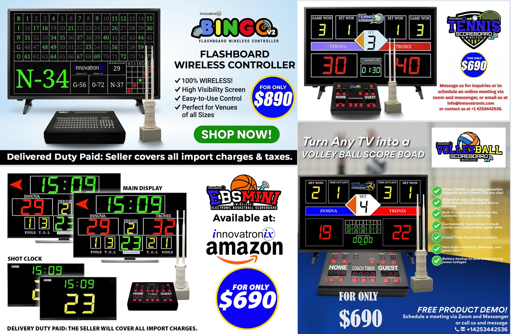 Innovatronix Bingo, Basketball, Multisport and other Sports Scoreboard Facebook ad: Innovatronix: Sports Equipment and Scoreboard
