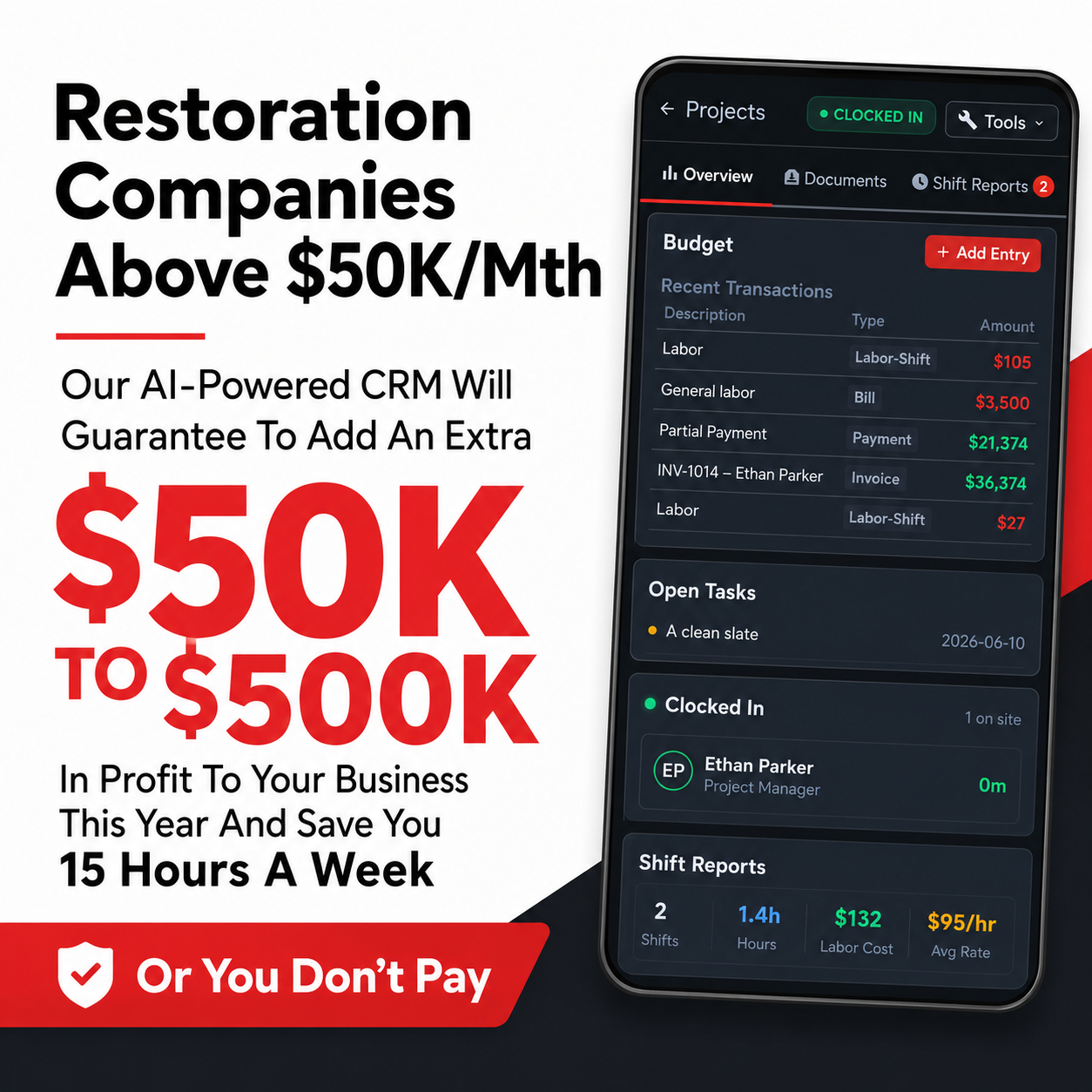 Job-Dox Facebook ad: Restoration Companies: Add an extra $50K to $500K in…