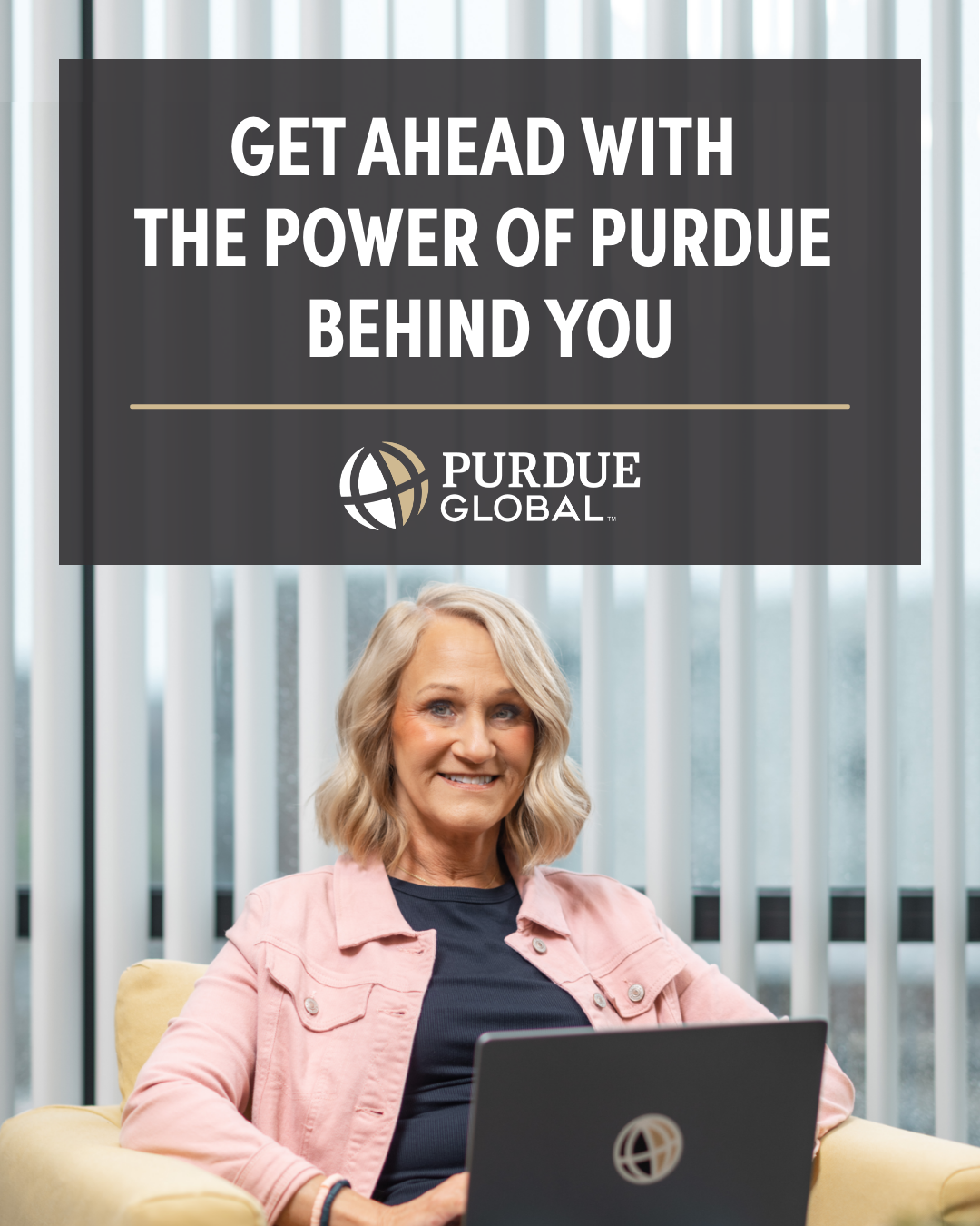 Purdue Global Facebook ad: Earn a Respected Degree 100% Online