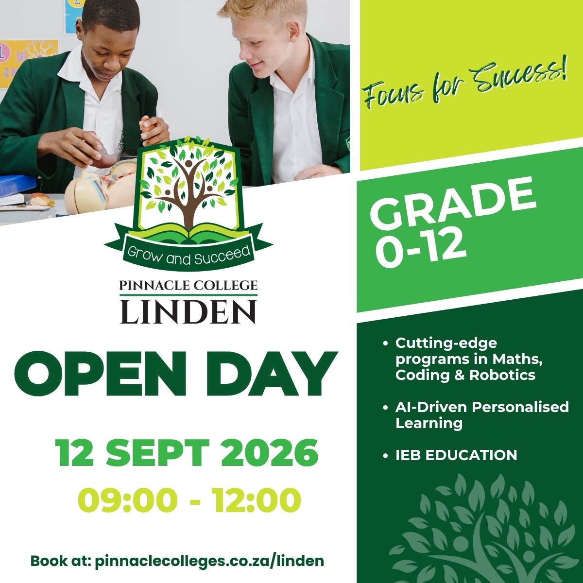 Pinnacle College Linden Facebook ad: Come Join Us!