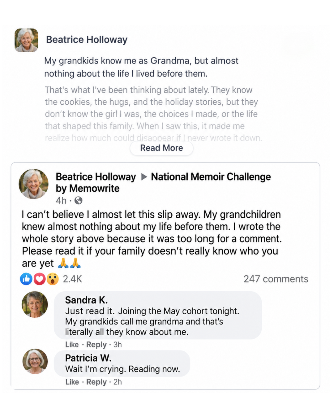 Memowrite Facebook ad