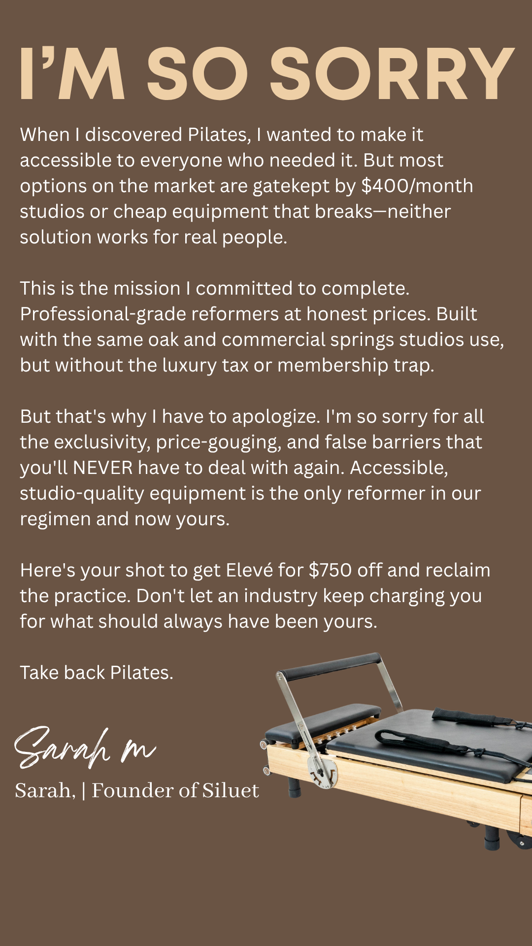 Siluet Facebook ad: Reformer Pilates, Real Results